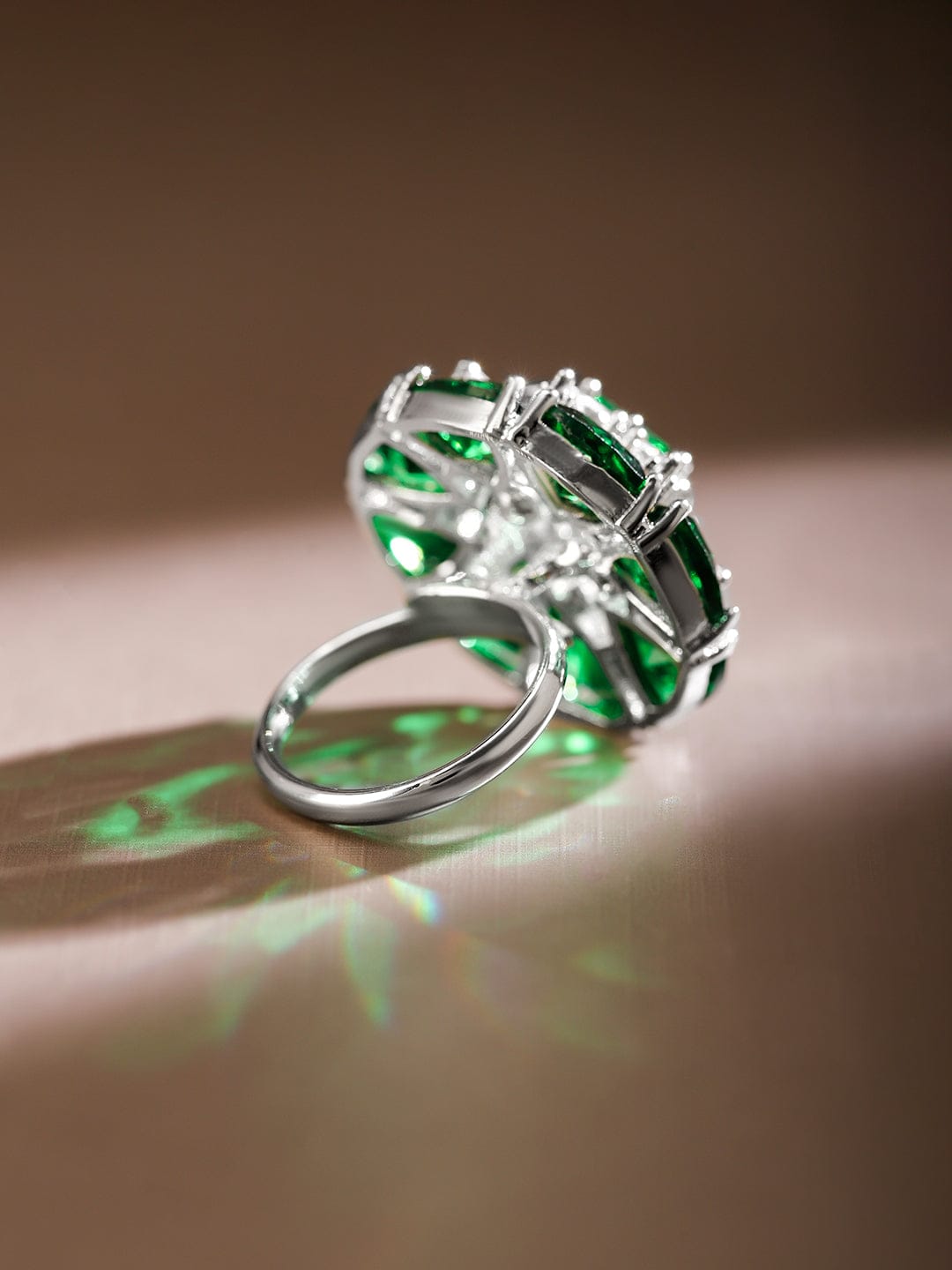 Green American Diamond Zirconia White Ring Green
