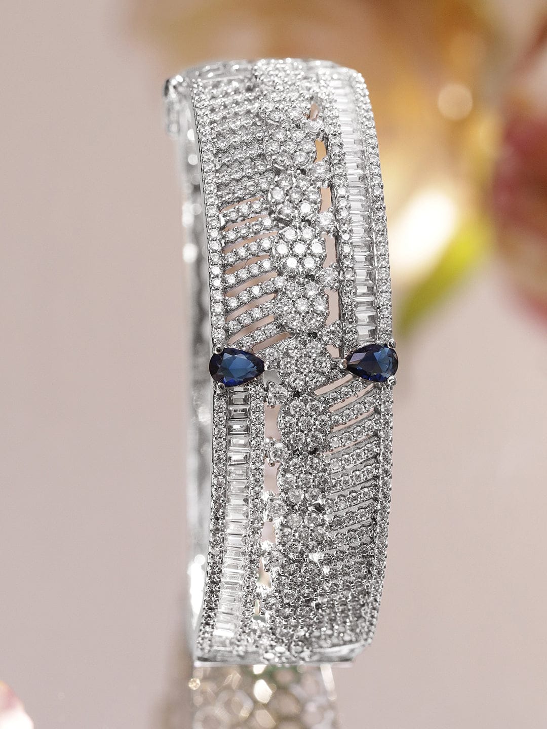 Silver Bracelet In American Diamond Zirconia フリーサイズ