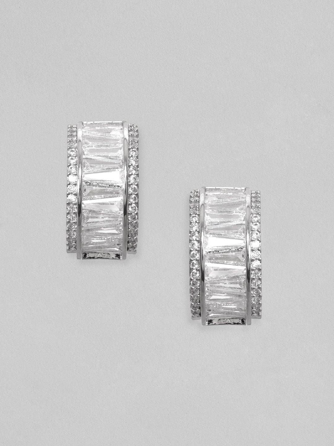 Rubans Rhodium-Plated Half Hoop Earrings Silver