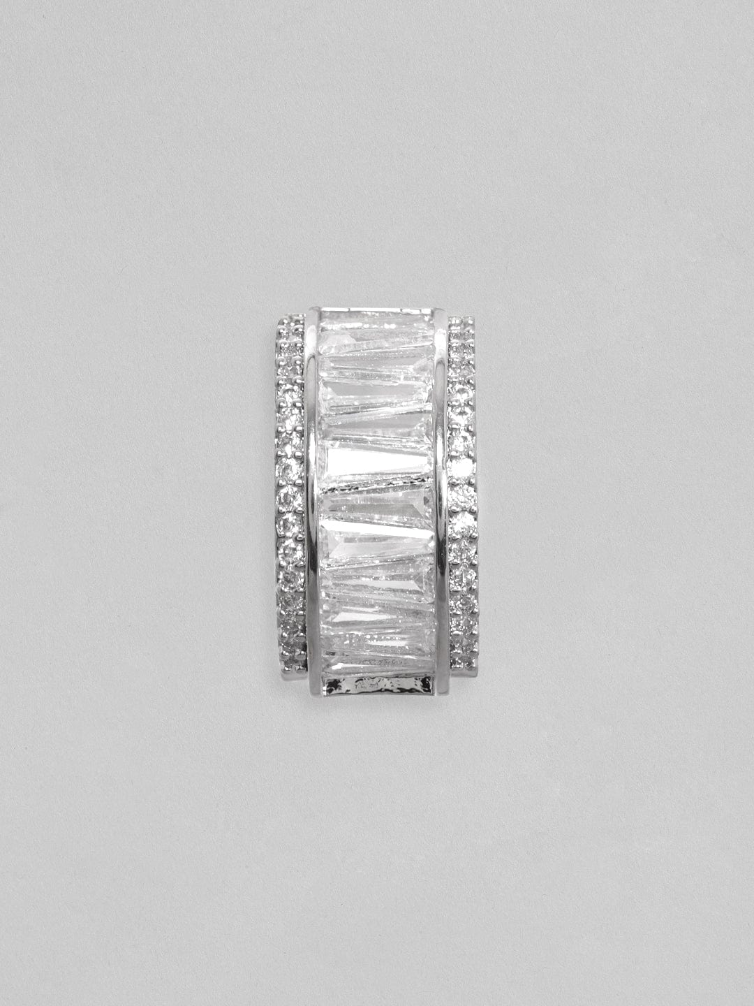 Rubans Rhodium-Plated Half Hoop Earrings Silver