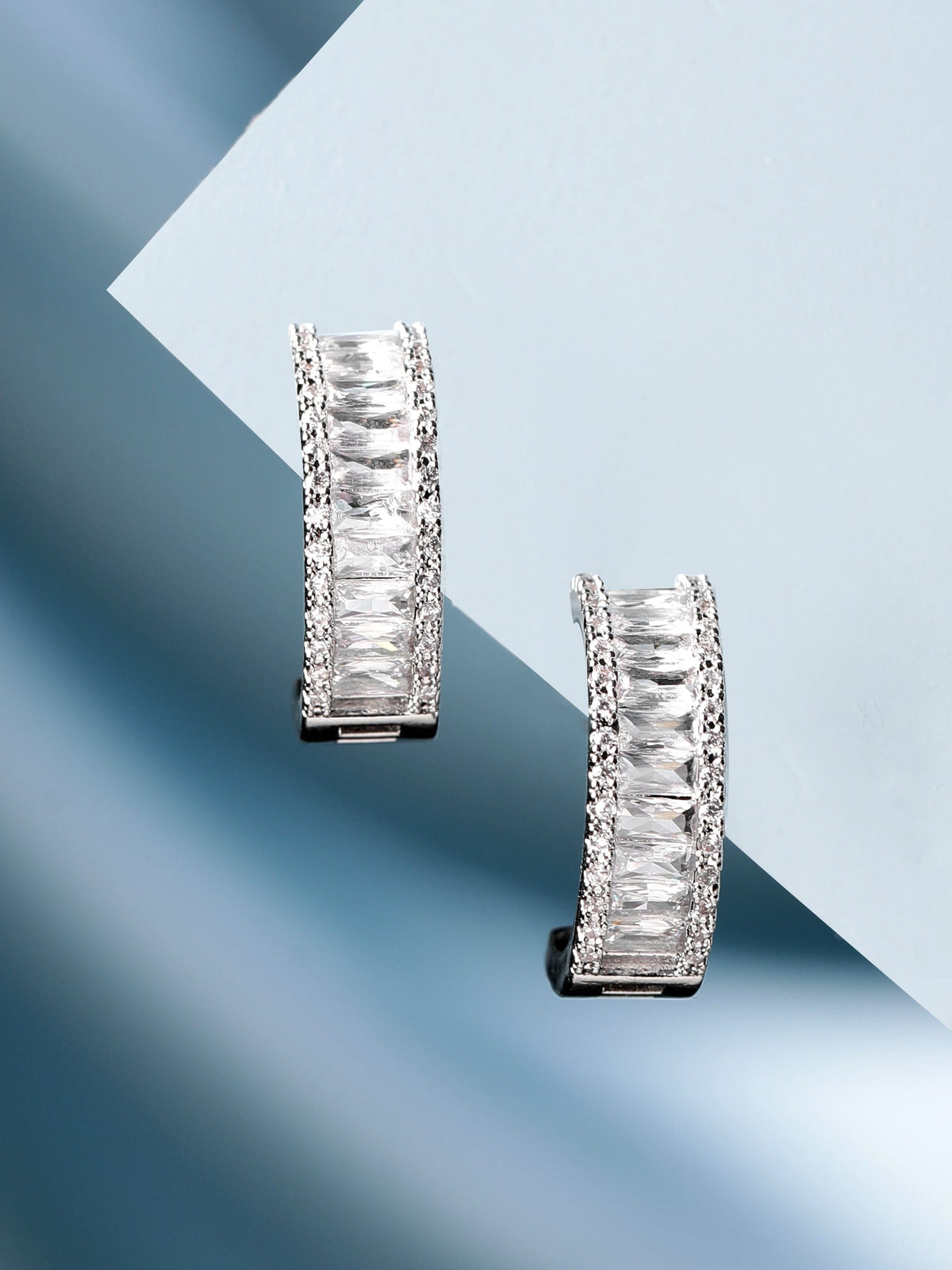Rubans Rhodium-Plated Half Hoop Earrings Silver