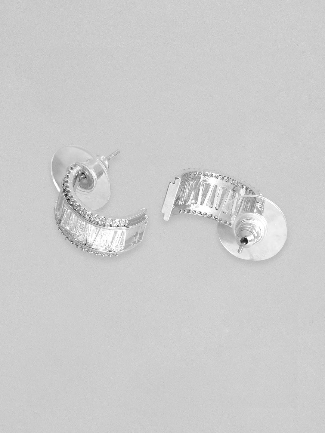 Rubans Rhodium-Plated Half Hoop Earrings Silver