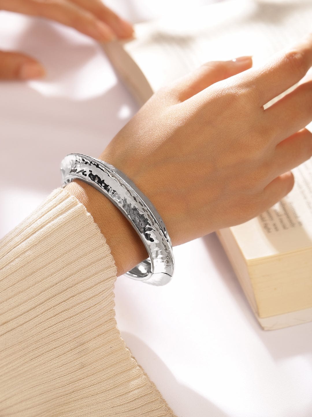 Silver Toned Minimal Bangle Silver
