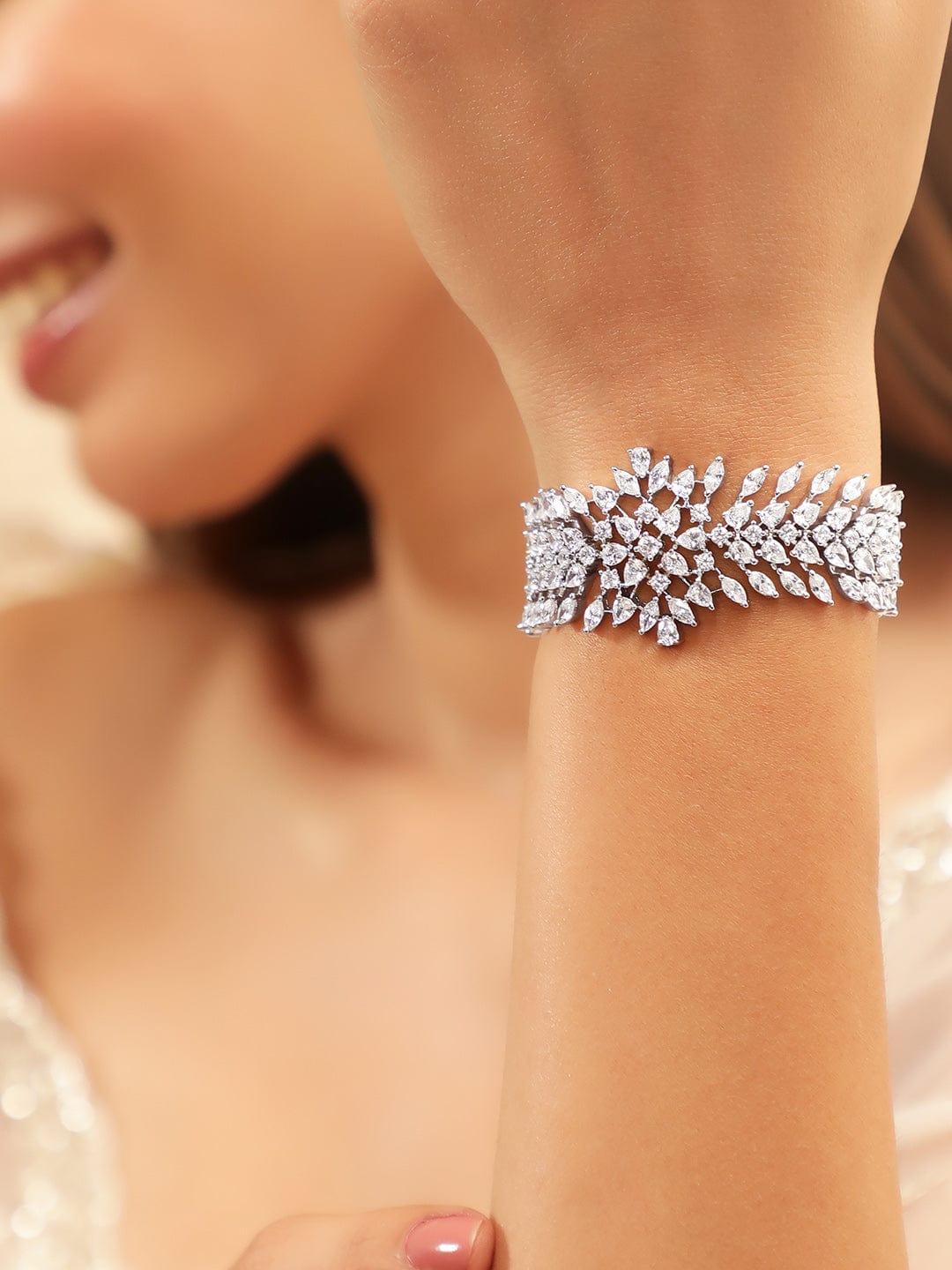 Rubans Rhodium Plated Marquise and Pear Crystal Cubic Zirconia Luxury bracelet Silver