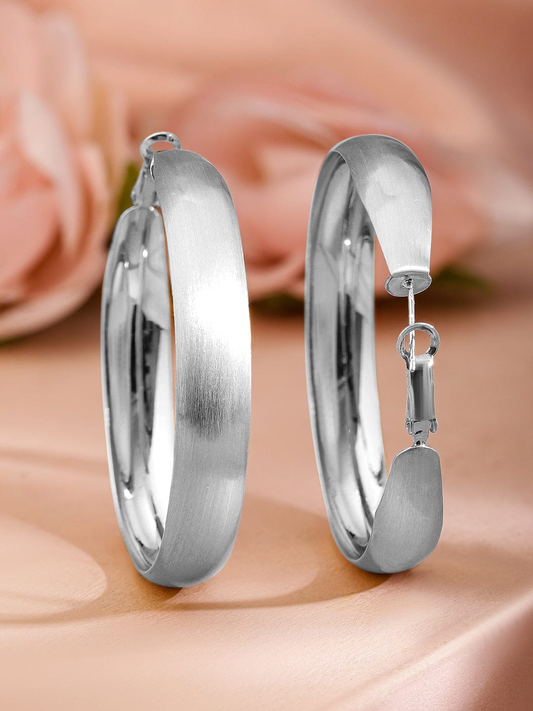 Matte Moonlight Silver Hoop Earrings Silver