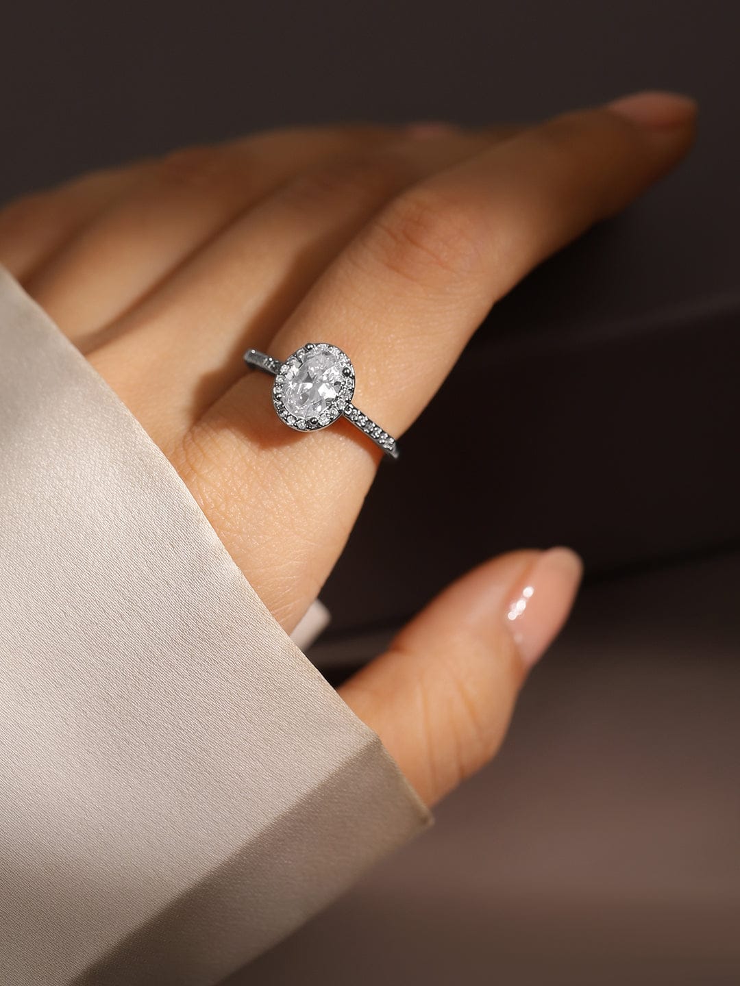 American Diamond Zirconia Ring Silver