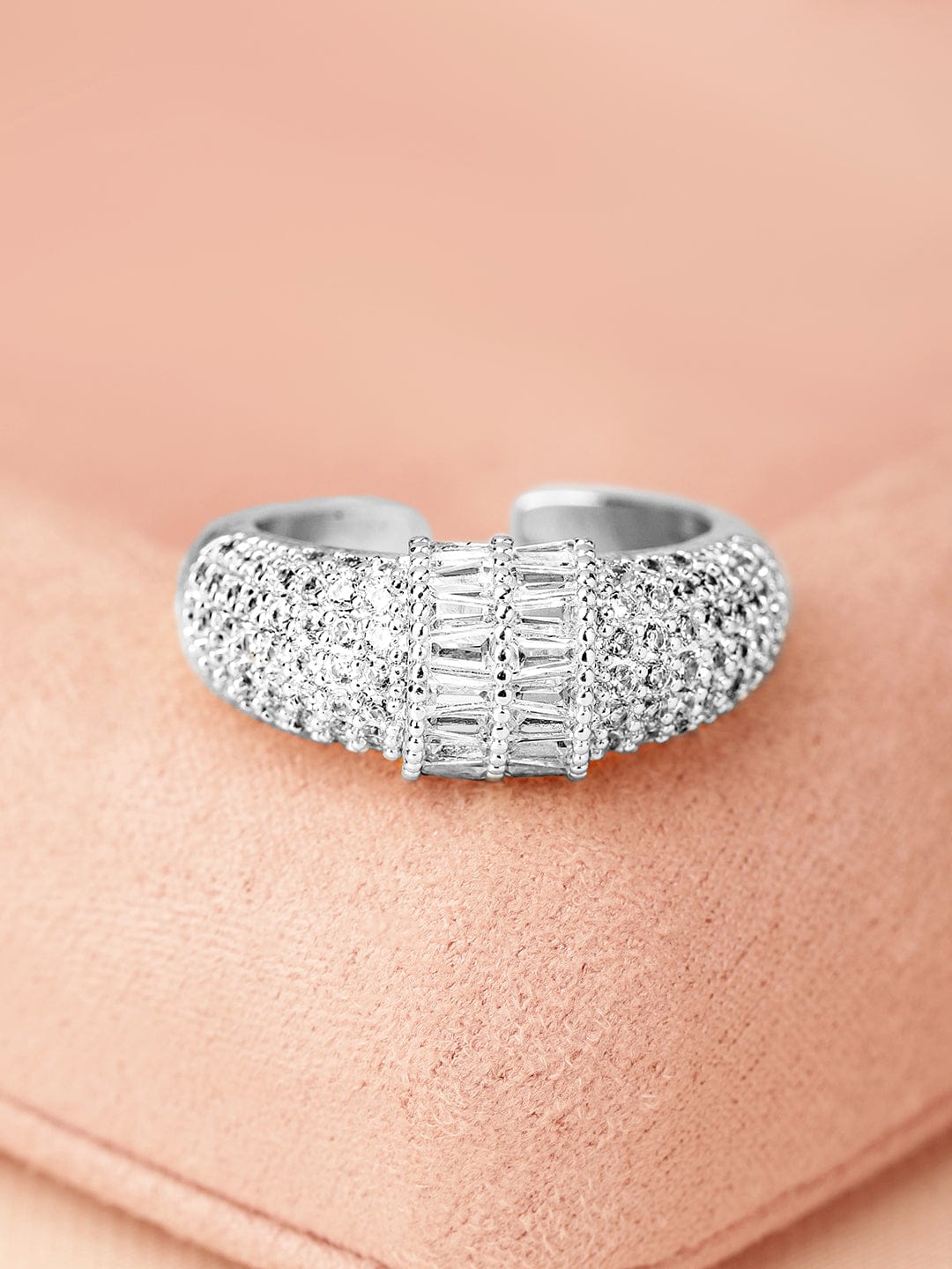 American Diamond Zirconia Cluster Ring Silver