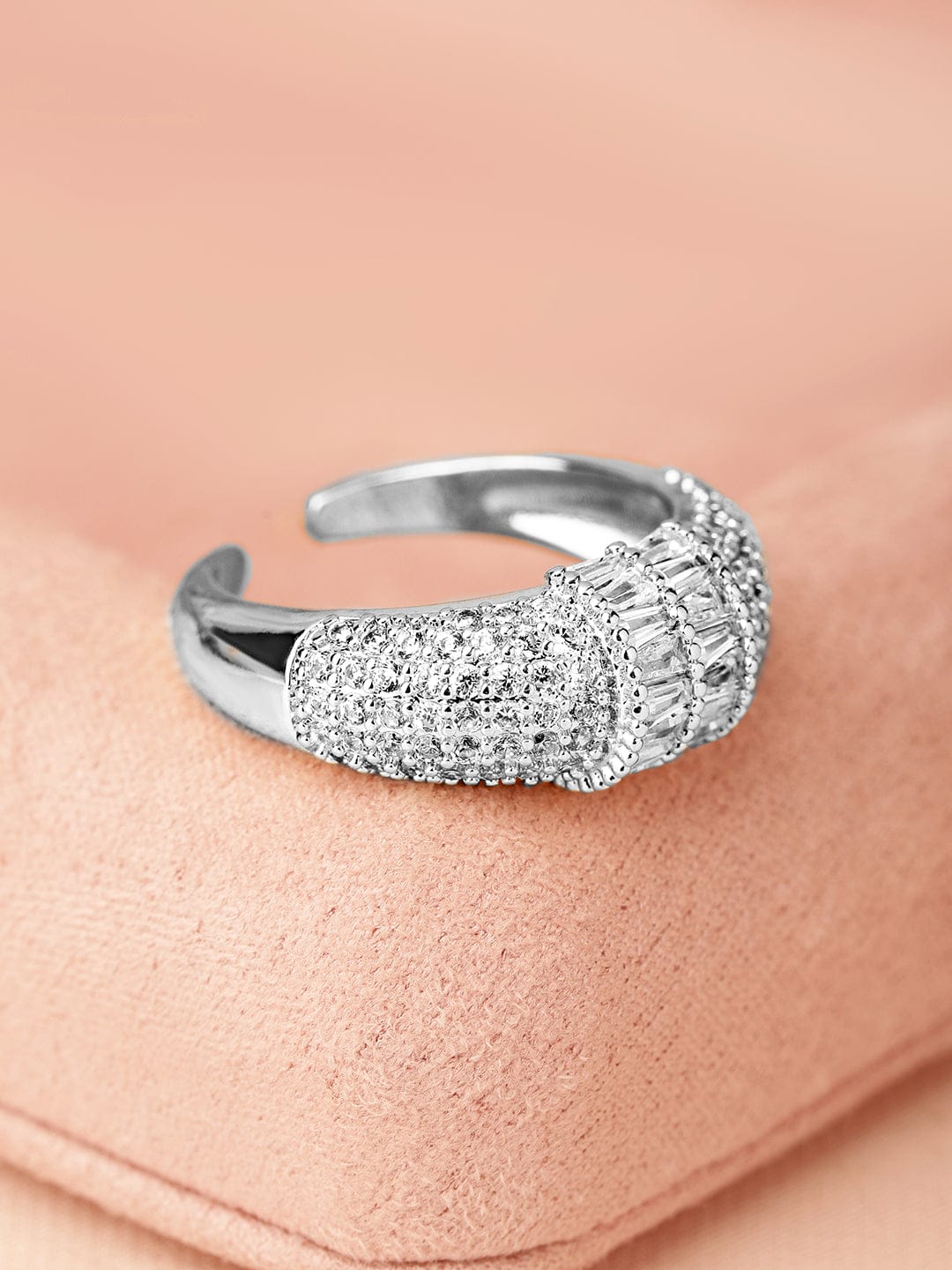 American Diamond Zirconia Cluster Ring Silver