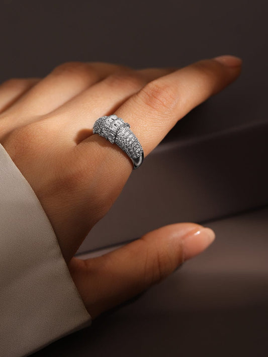 American Diamond Zirconia Cluster Ring Silver