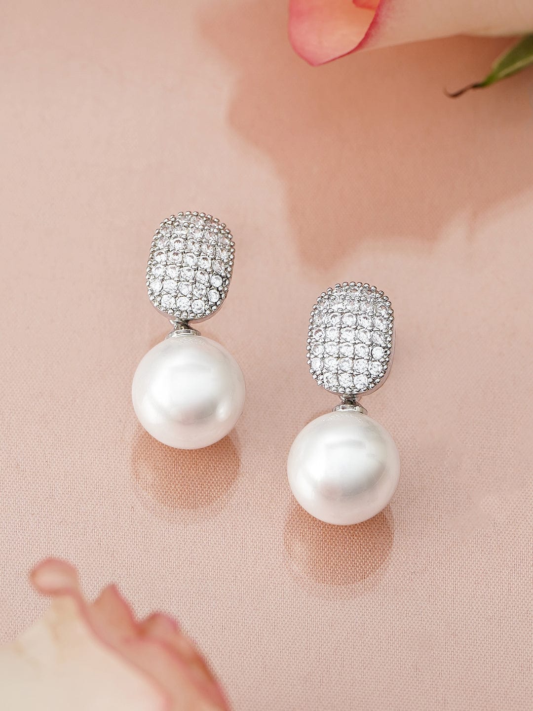 【Rubans】 American Diamond Zirconia Pearl Drop Earrings｜アメリカンダイヤモンド ジルコニア パールドロップ イヤリング