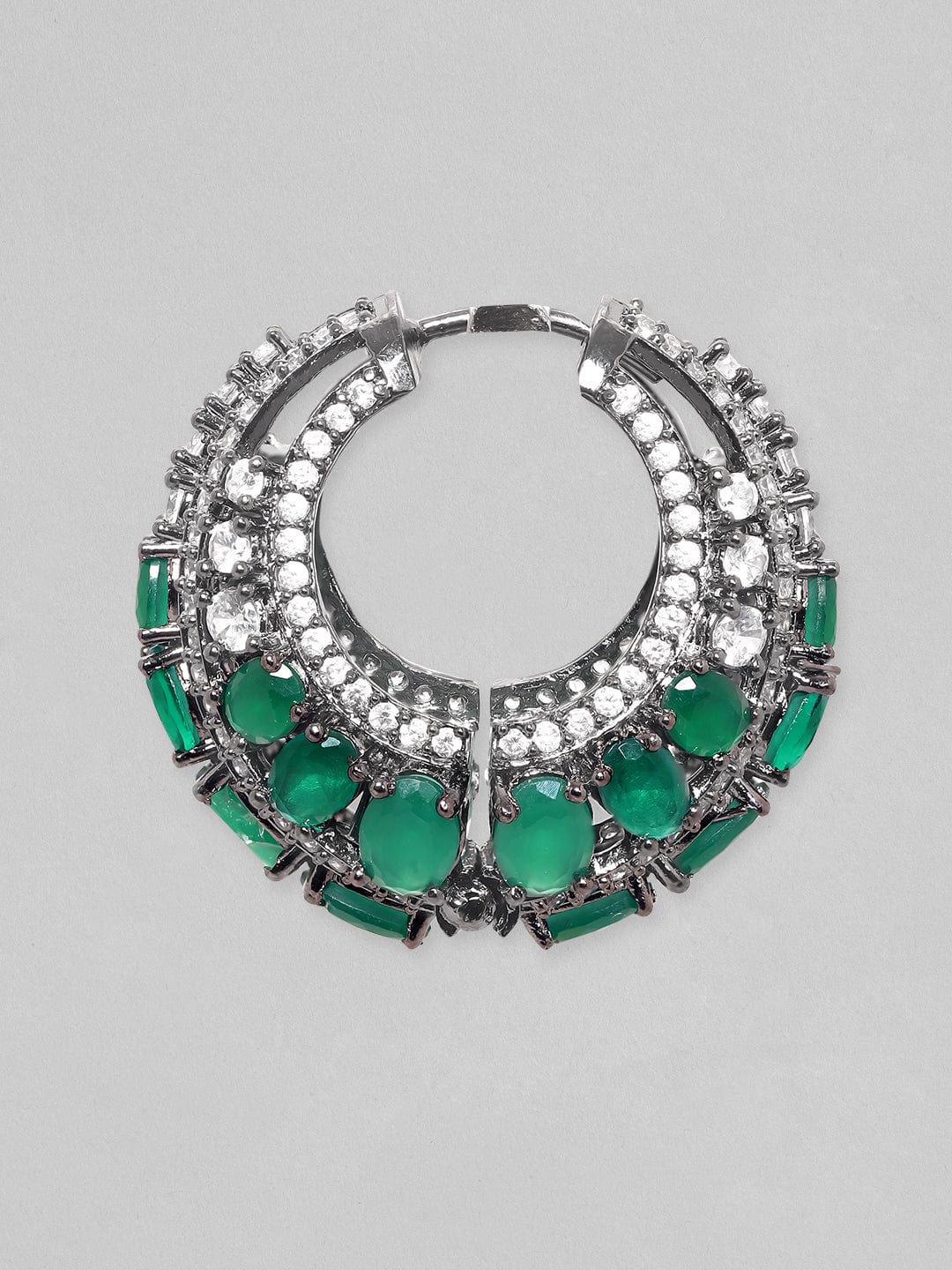 Statement Green Zirconia Hoops Green::Silver
