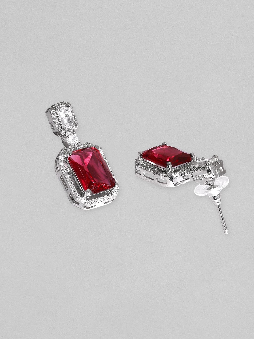 American Diamond Zirconia Ruby Red Necklace Set Red