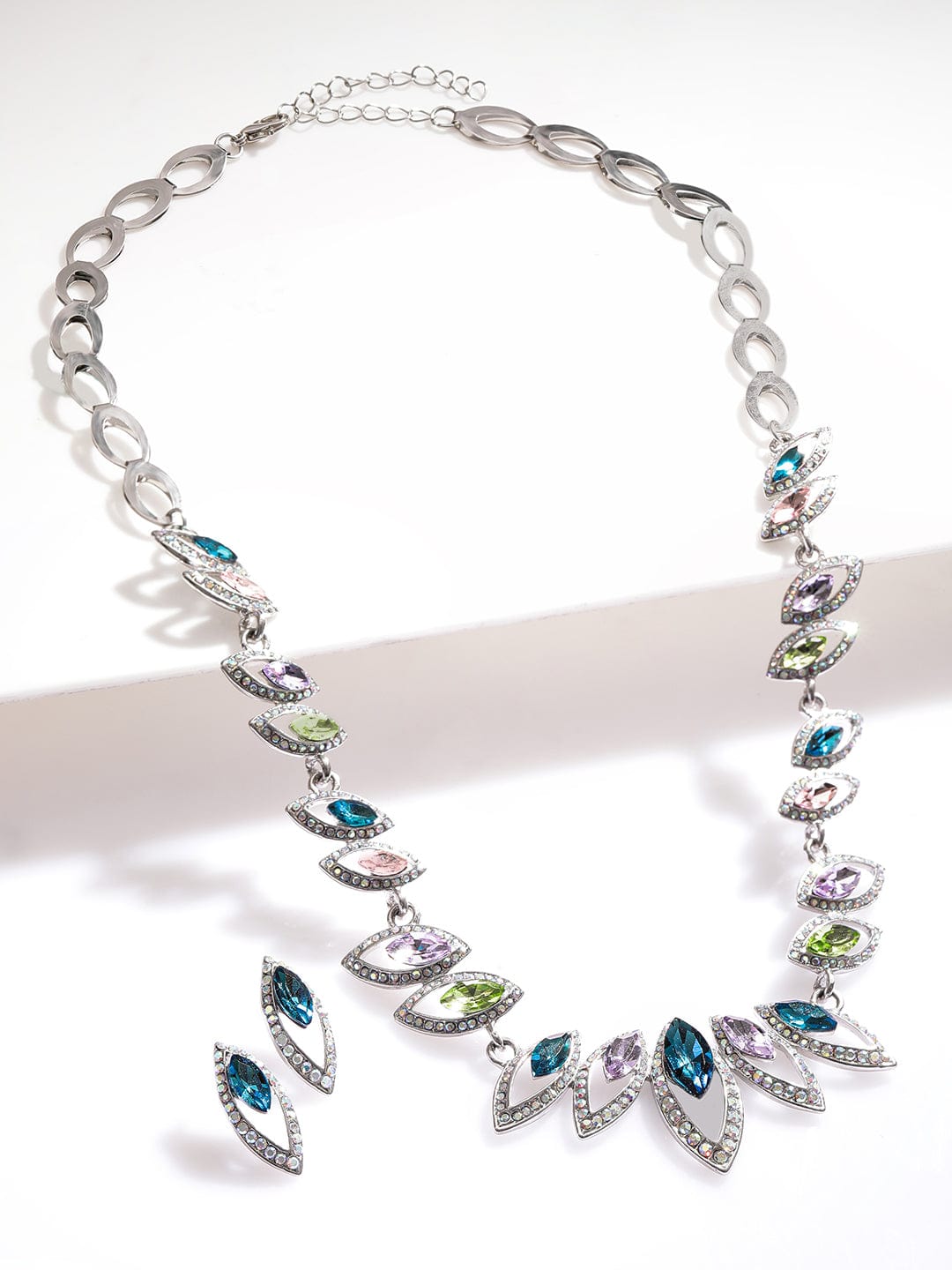 Multicolour Silver Toned Necklace Set Multicolor
