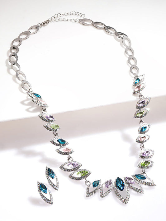 Multicolour Silver Toned Necklace Set Multicolor