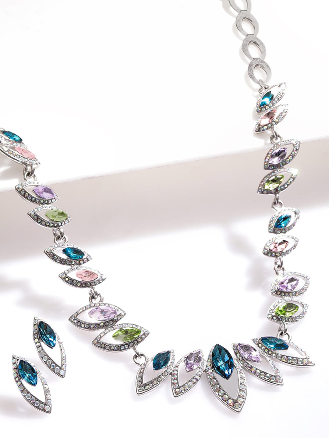 Multicolour Silver Toned Necklace Set Multicolor