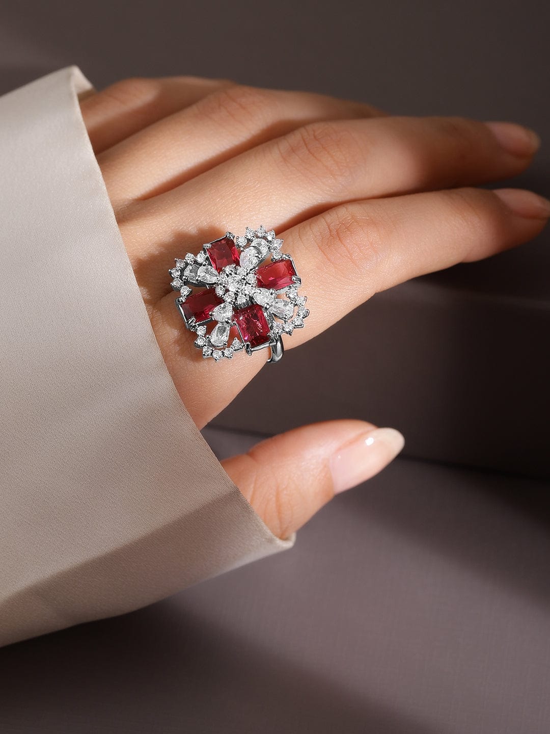 Pink American Diamond Zirconia Ring Ruby Pink