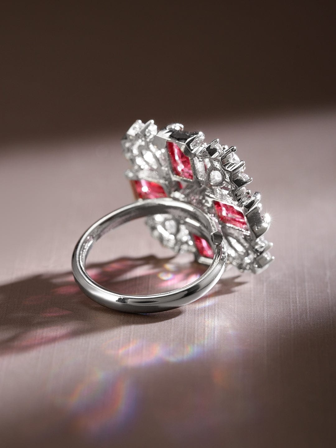 Pink American Diamond Zirconia Ring Ruby Pink