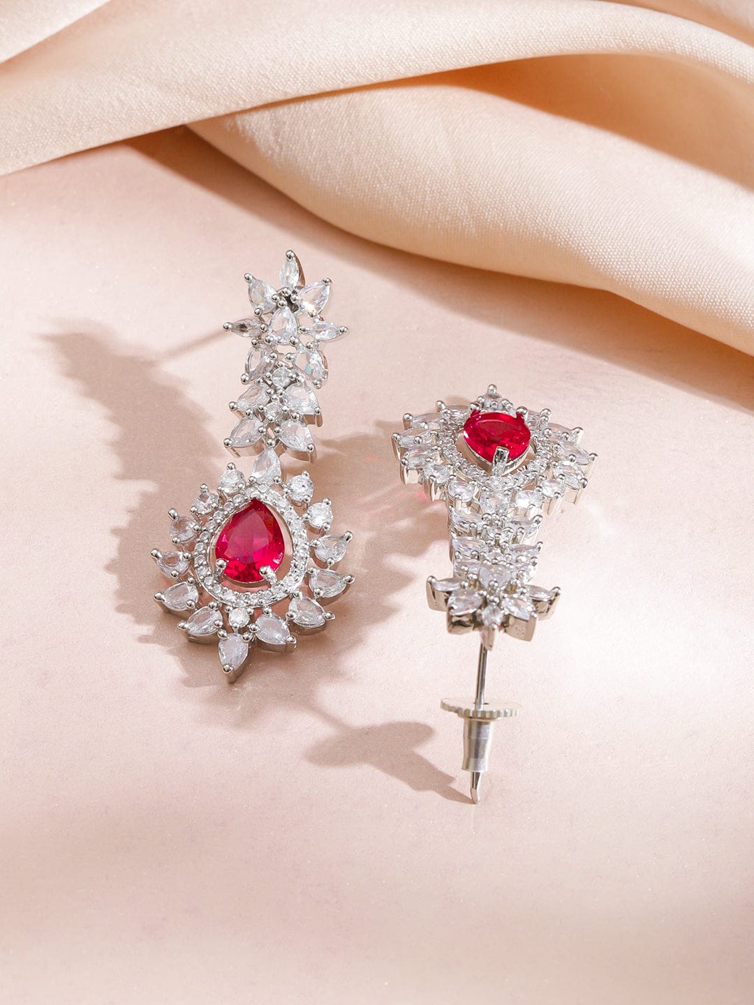 Ruby Studded Crystal Necklace Set フリーサイズ