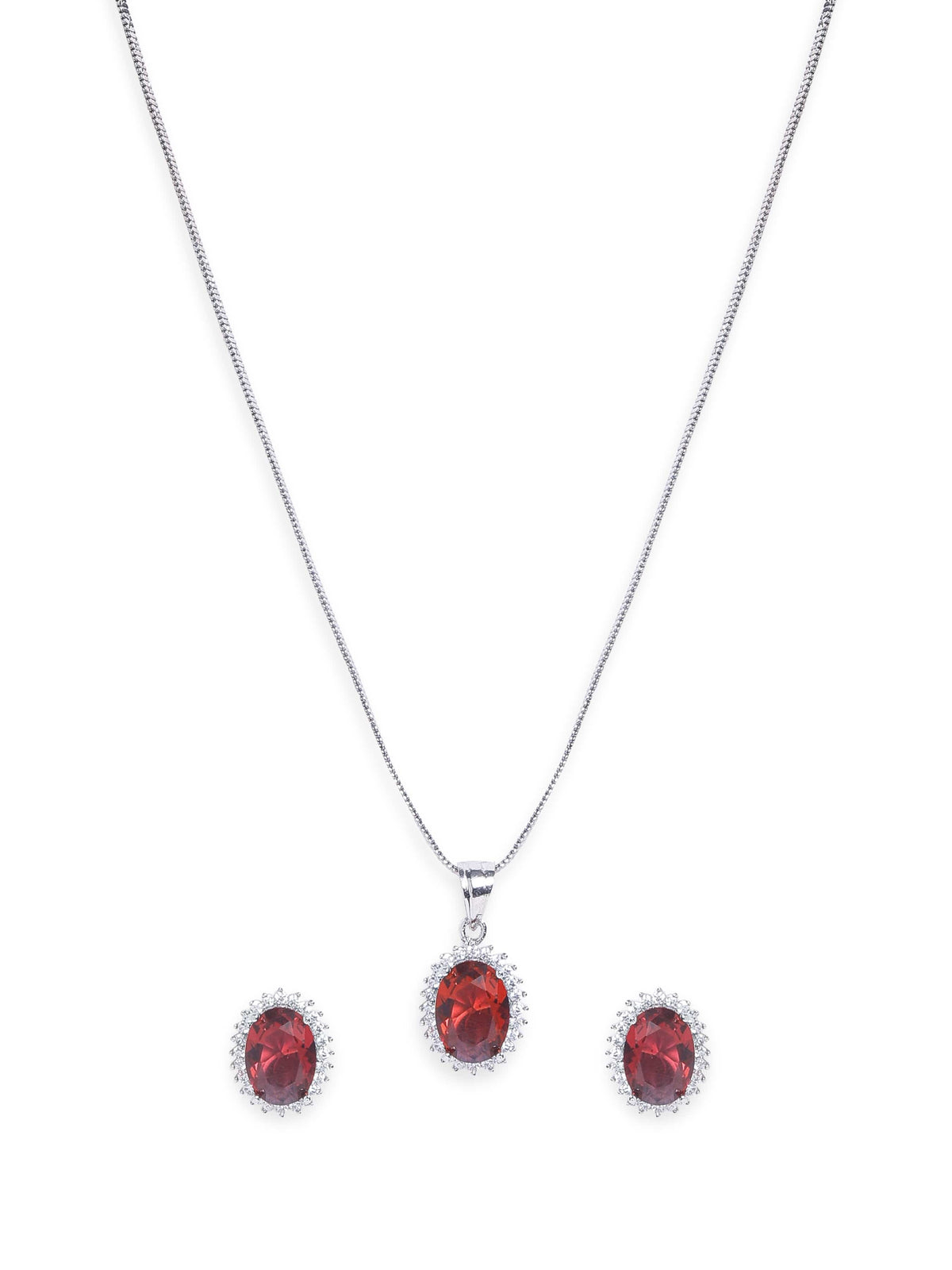 American Diamond Zirconia Emerald Green Necklace Set Grren