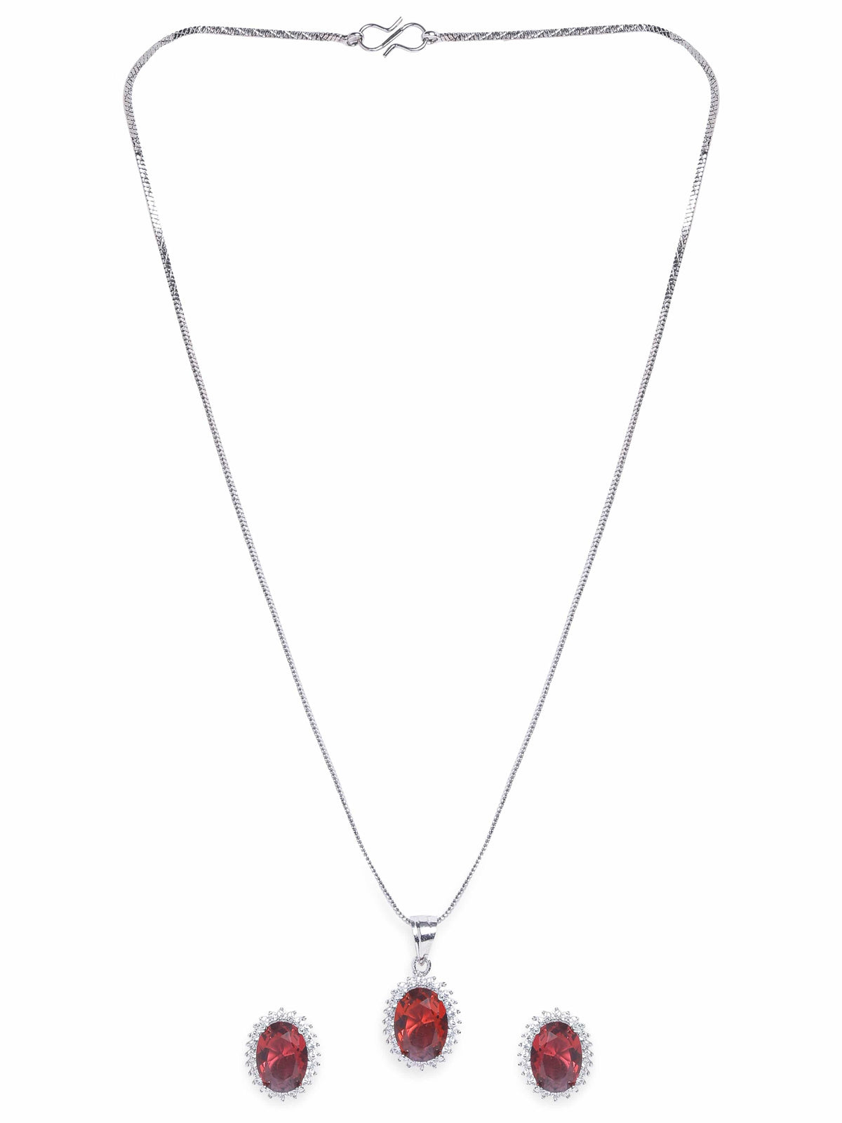 American Diamond Zirconia Emerald Green Necklace Set Grren