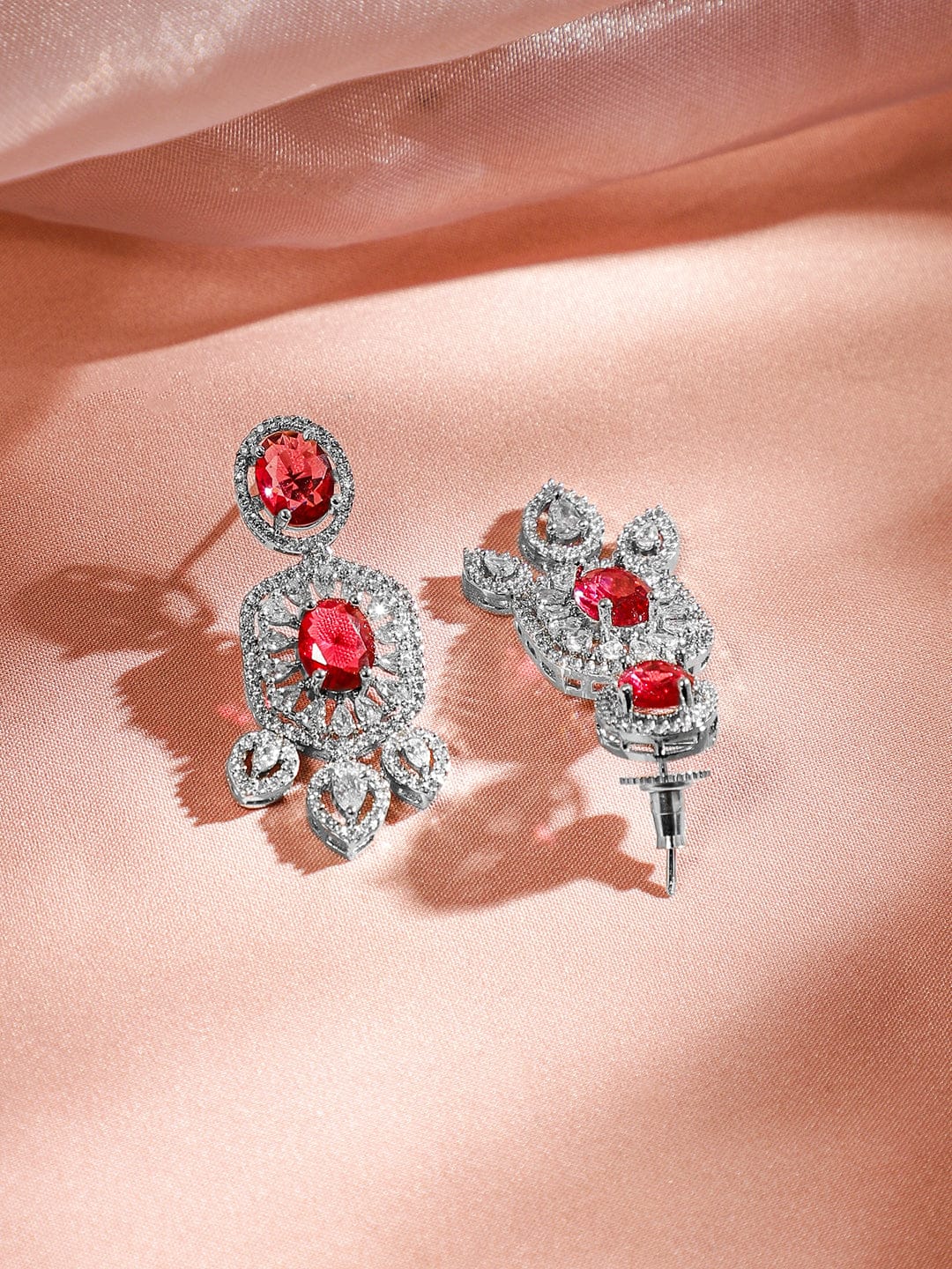 Ruby Studded American Diamond Zirconia Choker Set Ruby Red