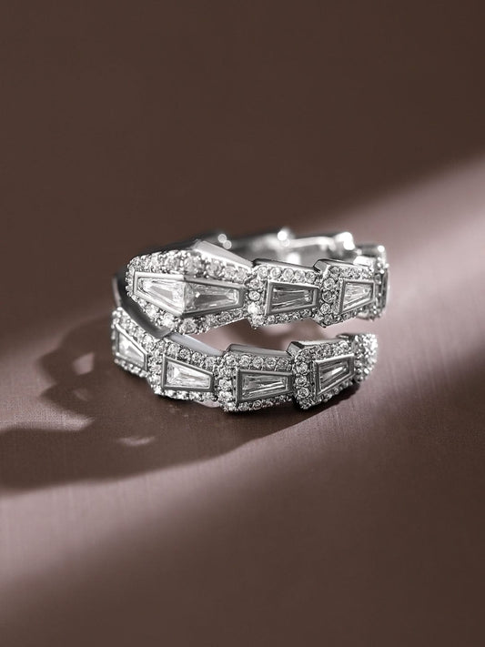 Snake Design American Diamond Zirconia Ring Silver