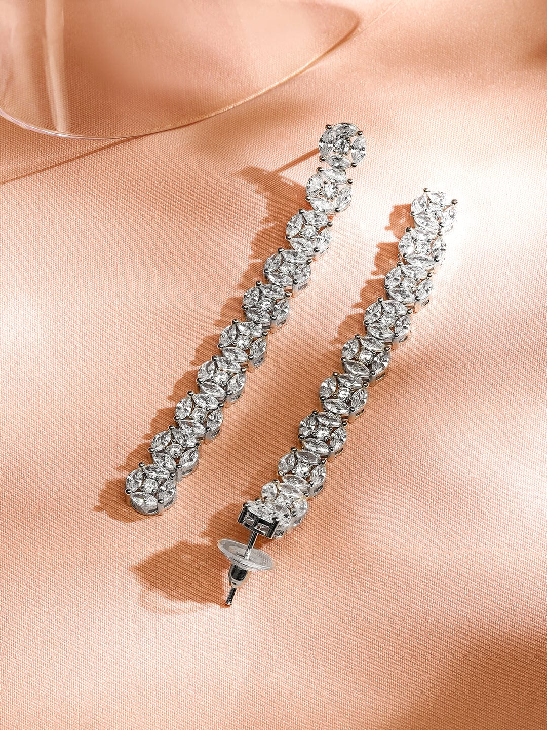 Silver Tinkle American Diamond Zirconia Danglers Silver