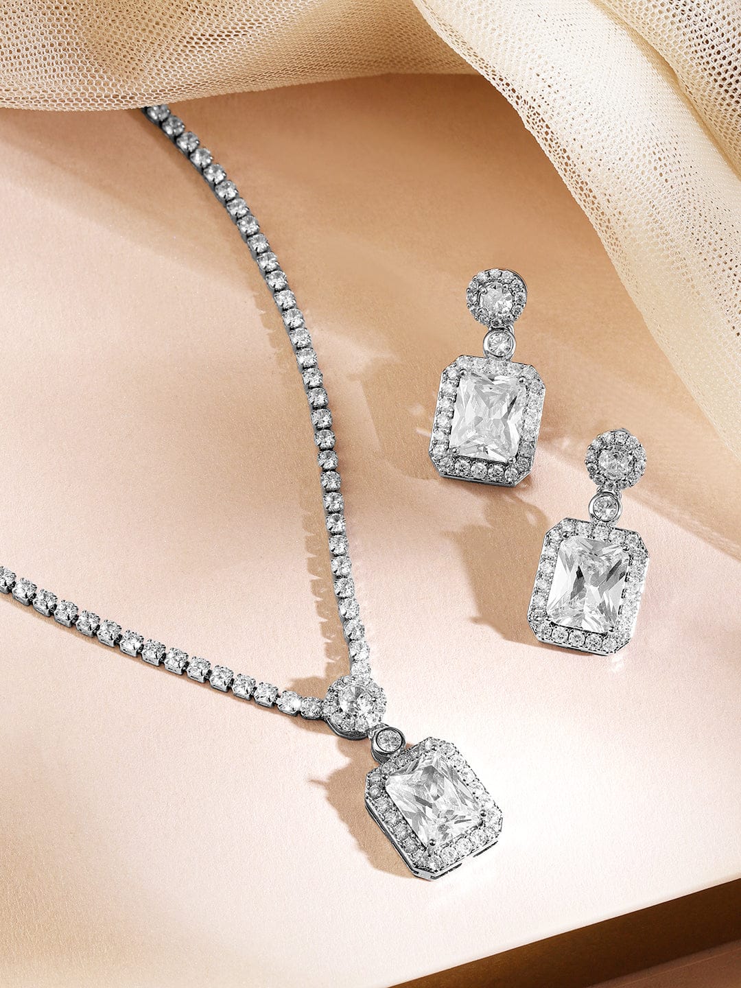 American Diamond Zirconia Cubic Pendant Set フリーサイズ