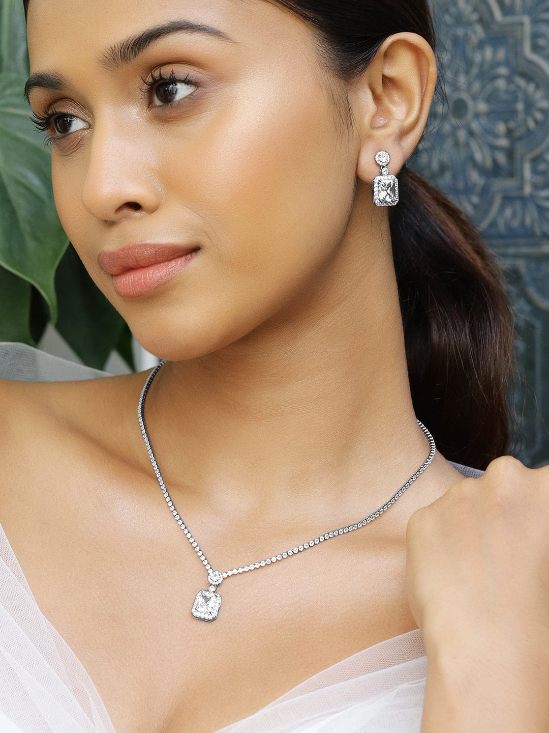 American Diamond Zirconia Cubic Pendant Set フリーサイズ