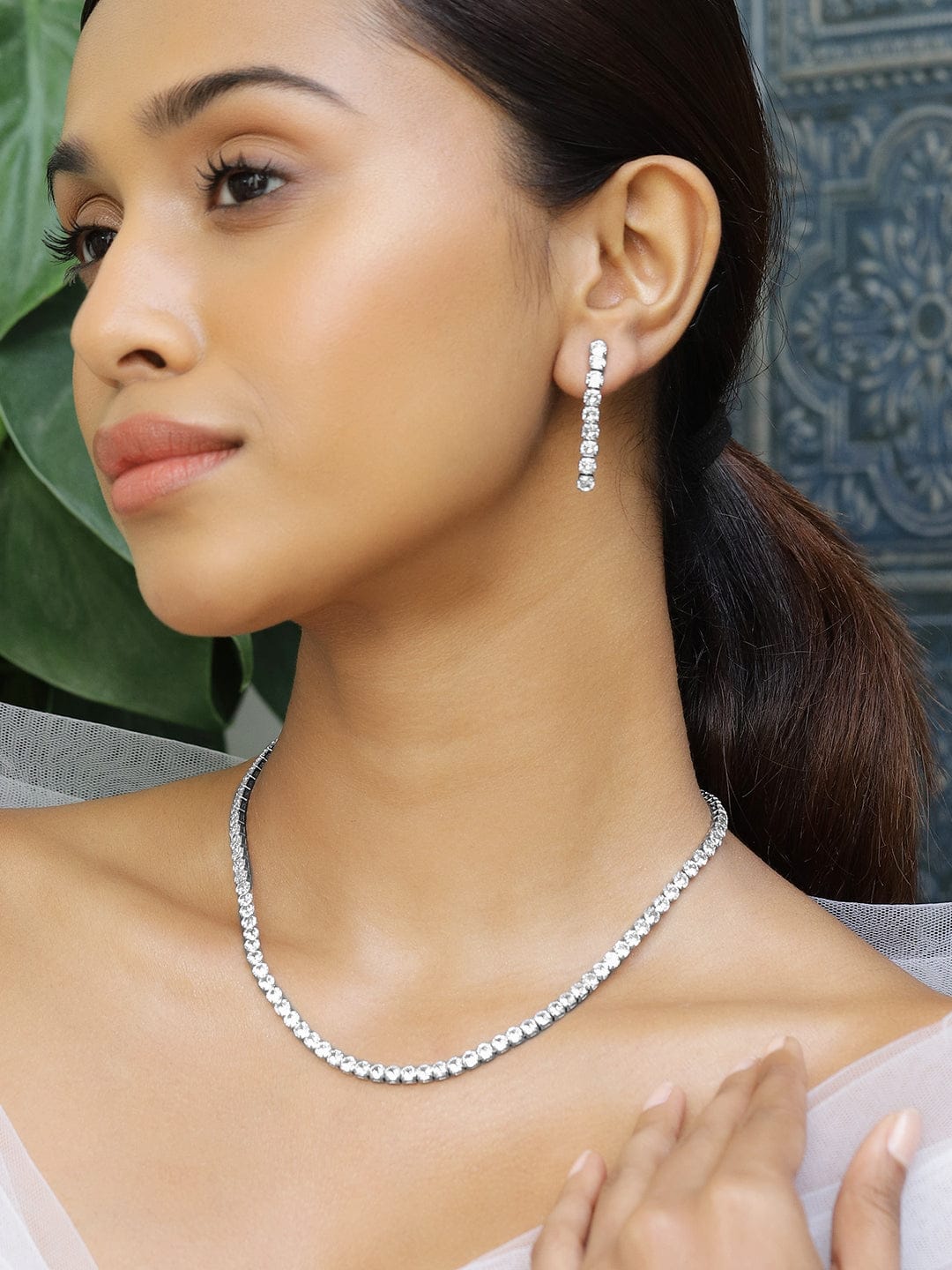 Studded White Necklace Set フリーサイズ