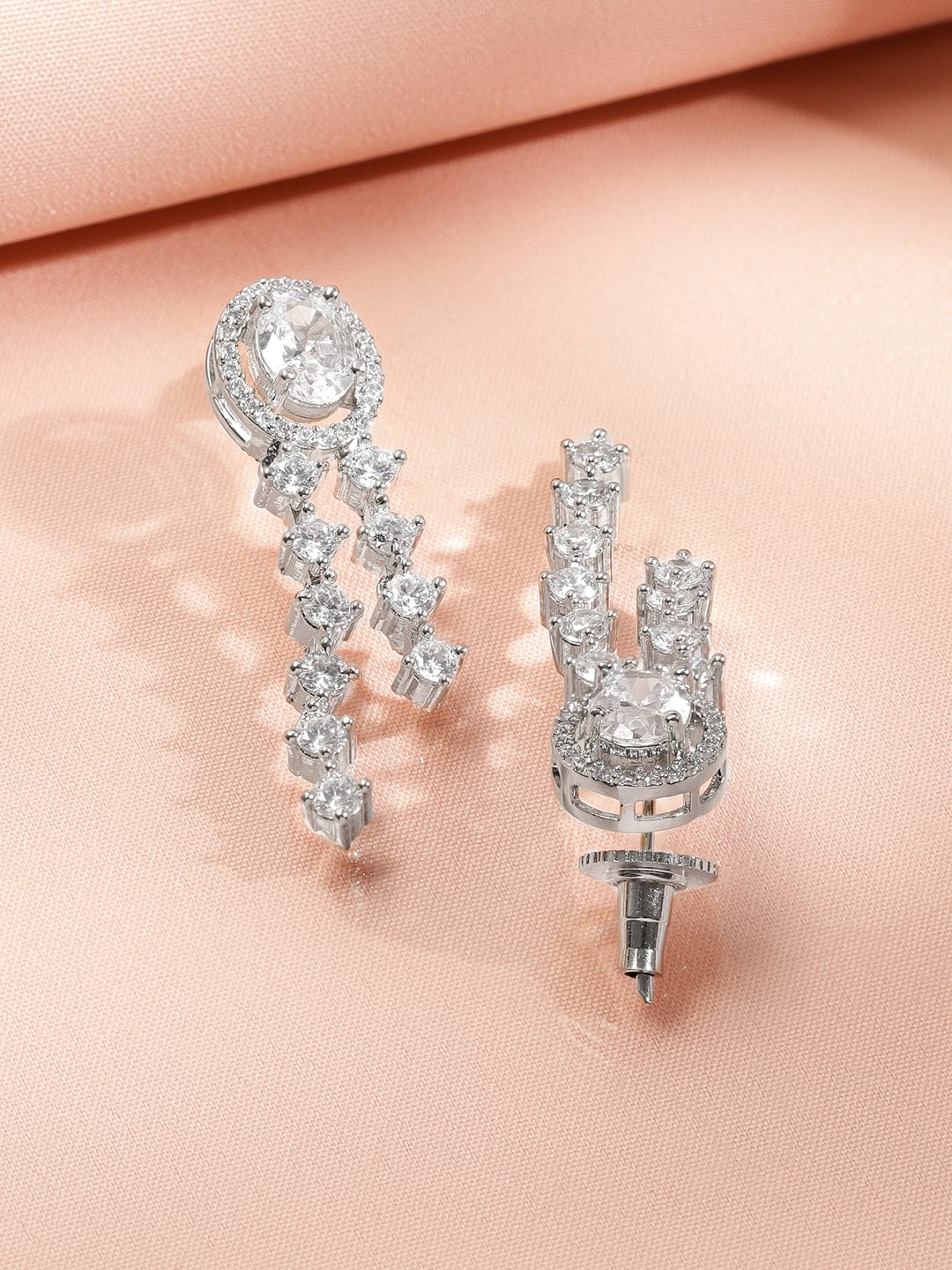 American Diamond Zirconia Sparkling Long Necklace Set フリーサイズ