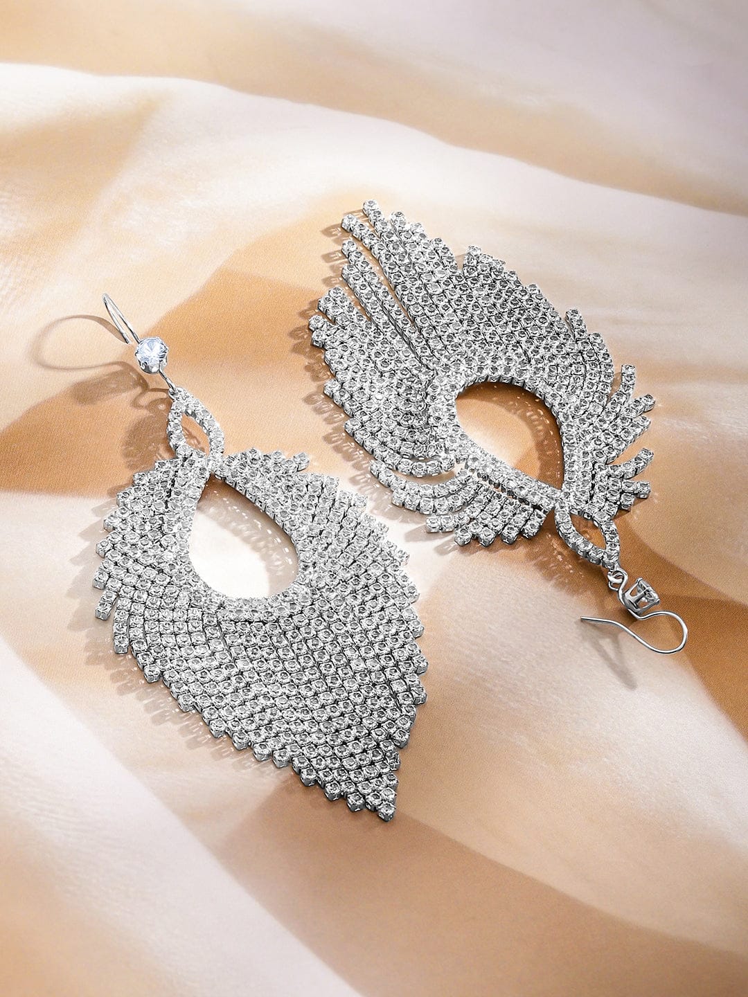 Shimmerfall Crystal Draped Dangler Earrings SIlver