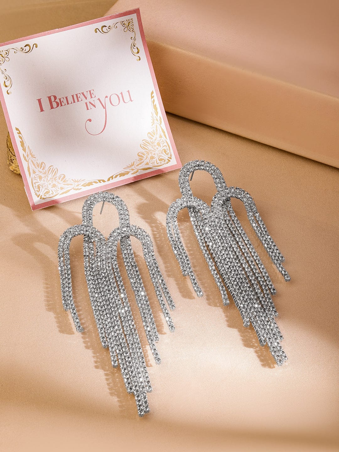 Bold Glam American Diamond Zirconia Statement Earrings Silver