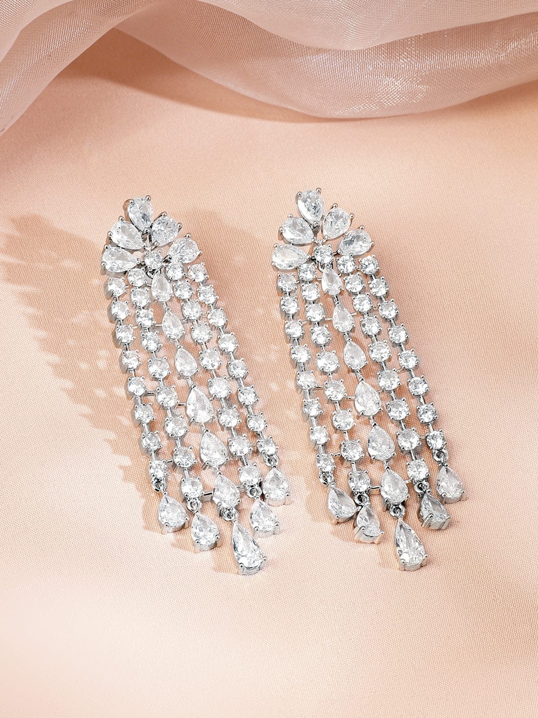Accented American Diamond Zirconia Necklace Set White