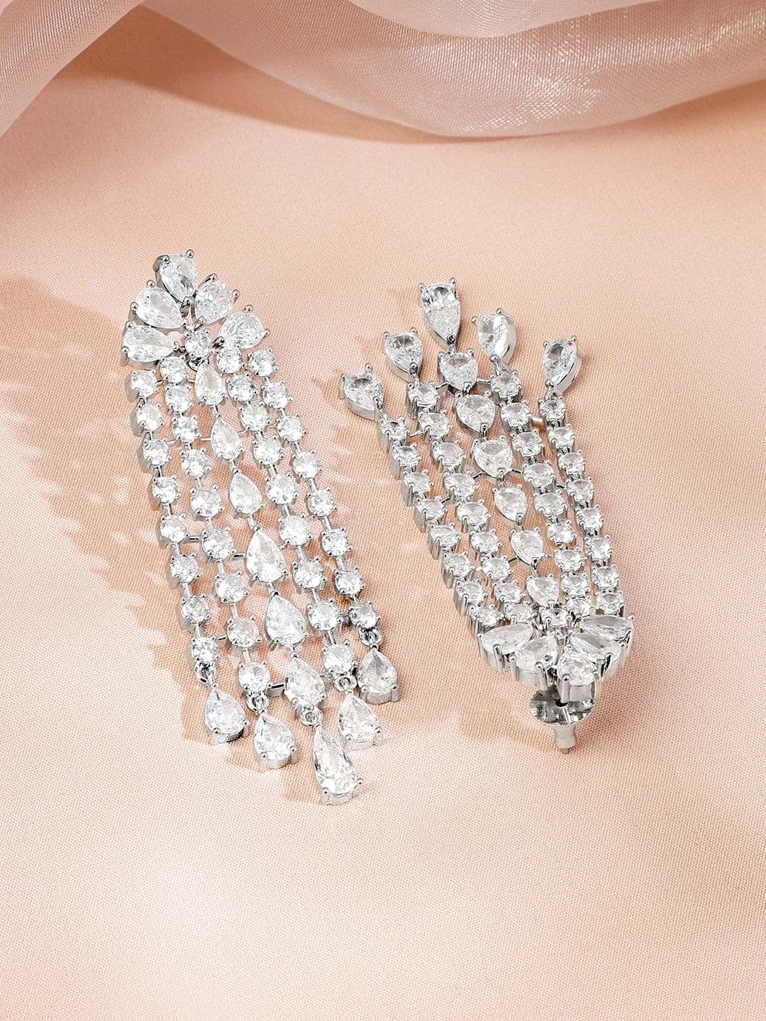 Accented American Diamond Zirconia Necklace Set White