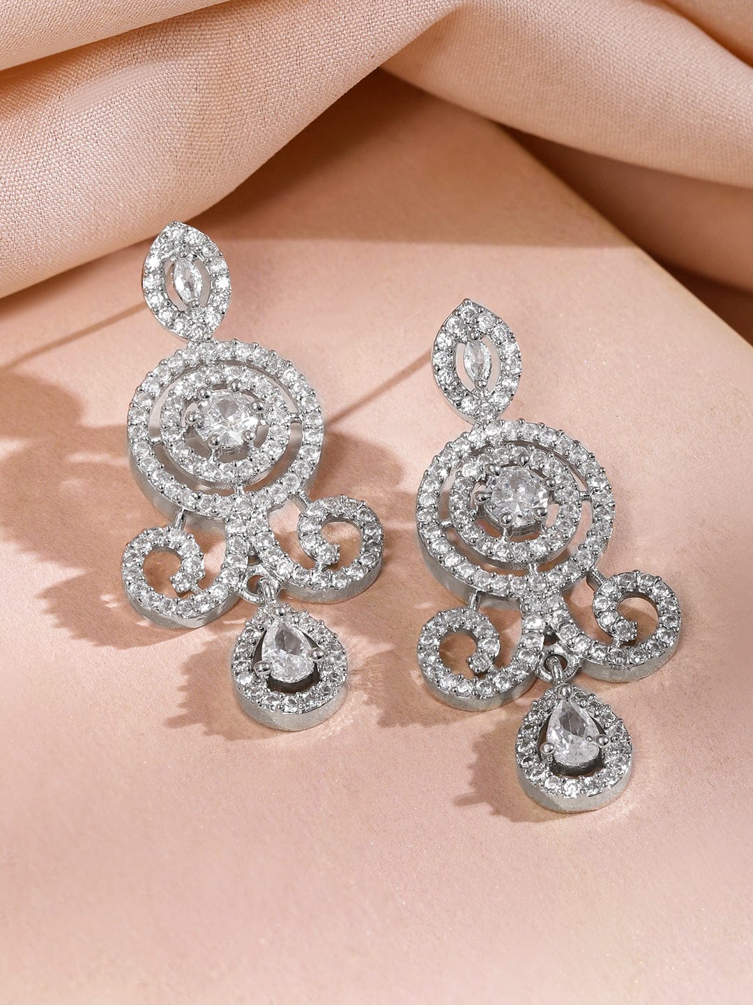 American Diamond Zirconia Double-Layered Necklace Set White