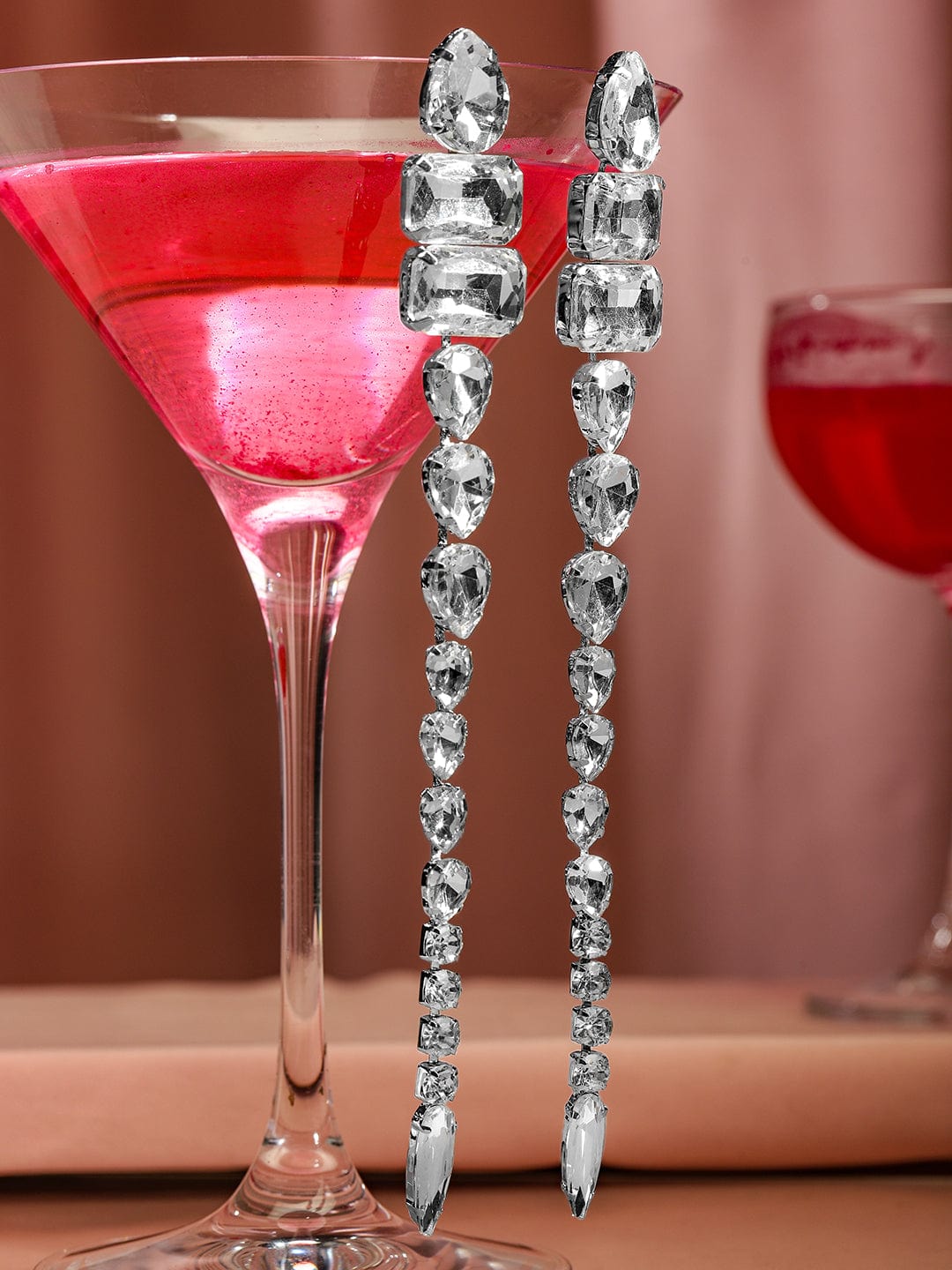 Elegant Affair Crystal Danglers Silver