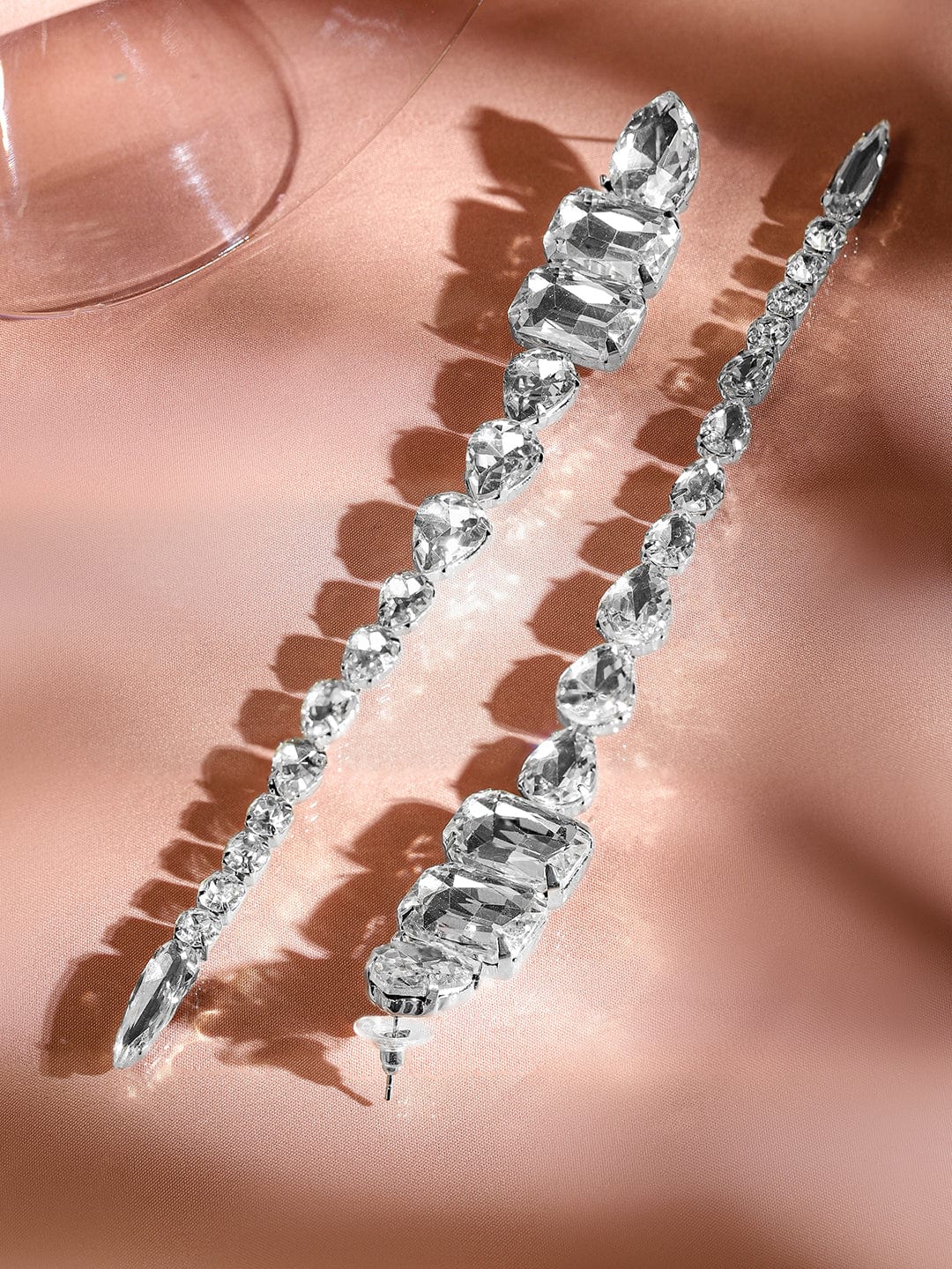 Elegant Affair Crystal Danglers Silver