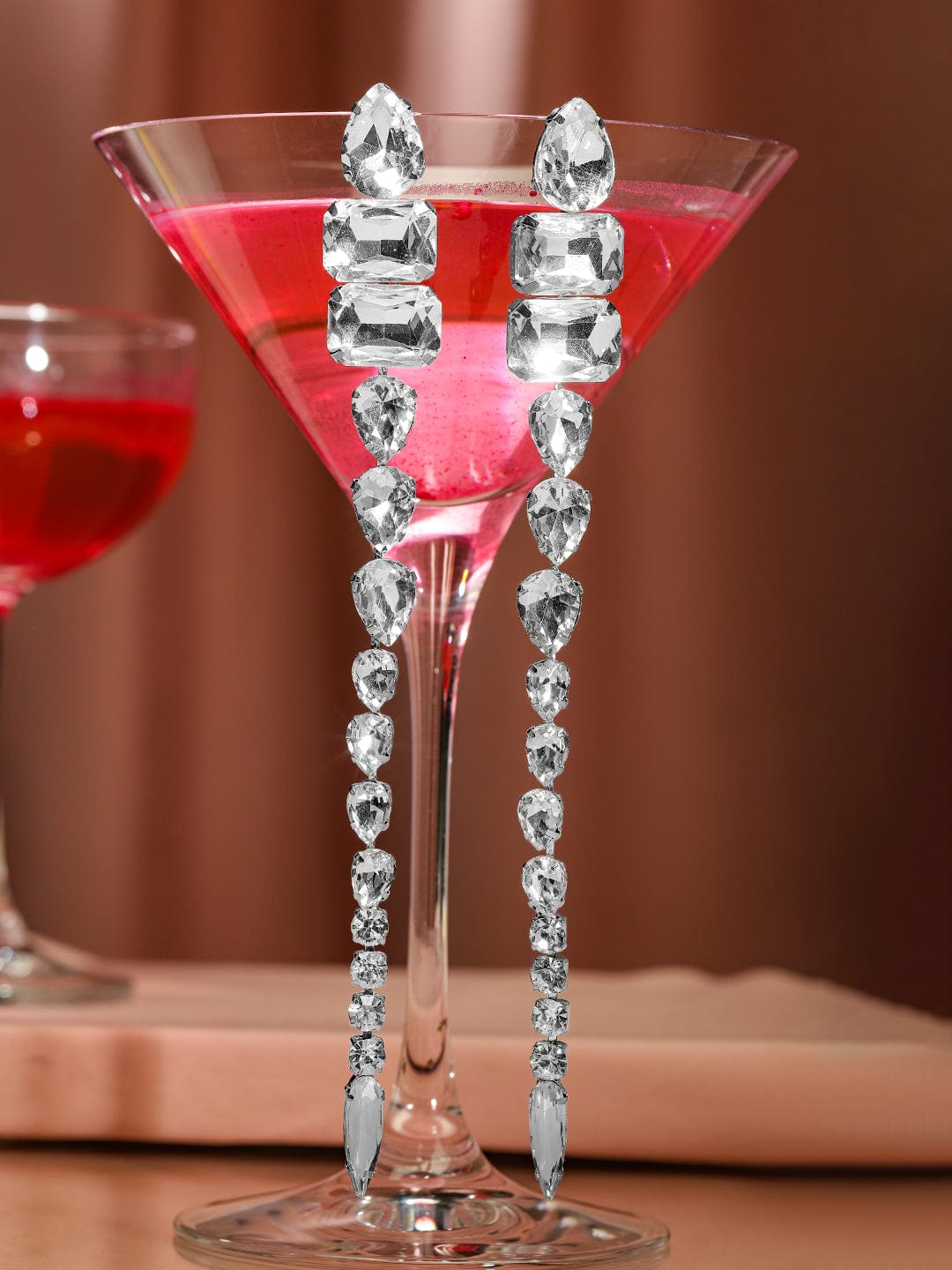 Elegant Affair Crystal Danglers Silver
