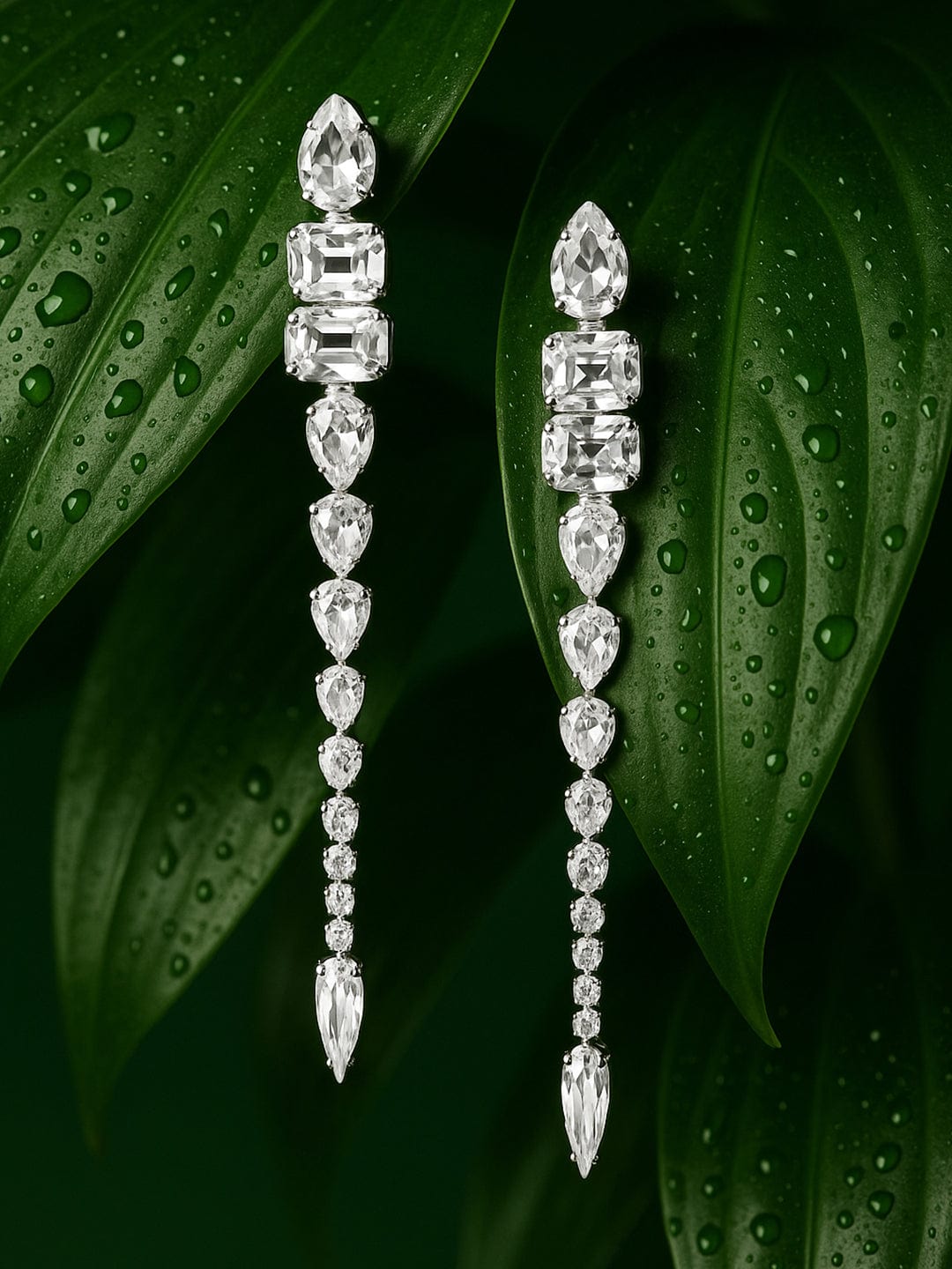 Elegant Affair Crystal Danglers Silver