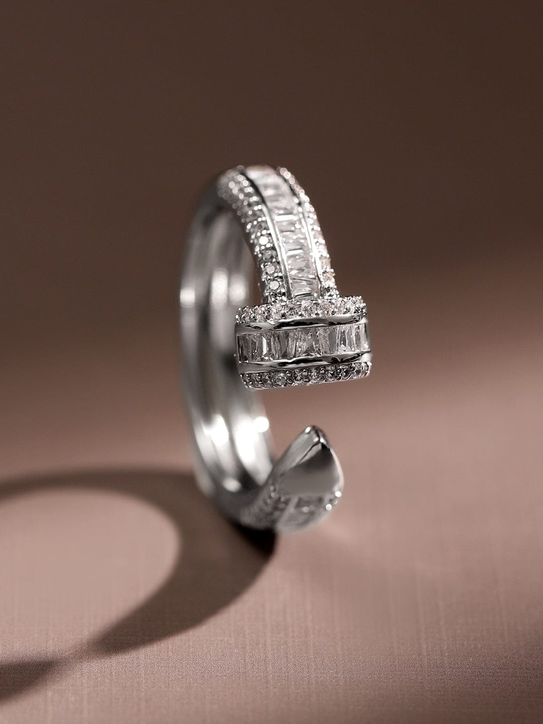 American Diamond Zirconia Silver Polish Ring Silver