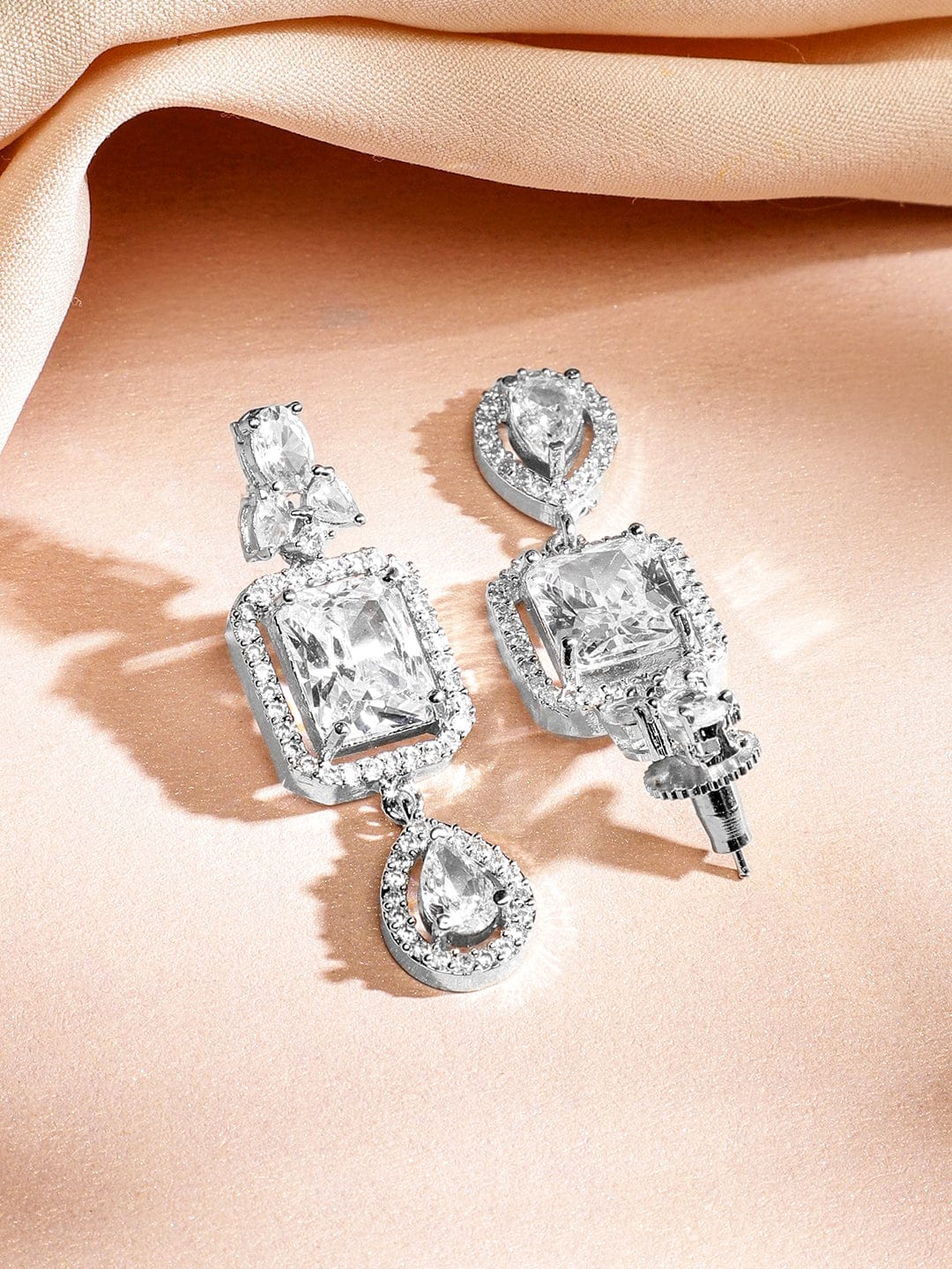 American Diamond Zirconia Layered Necklace Set White
