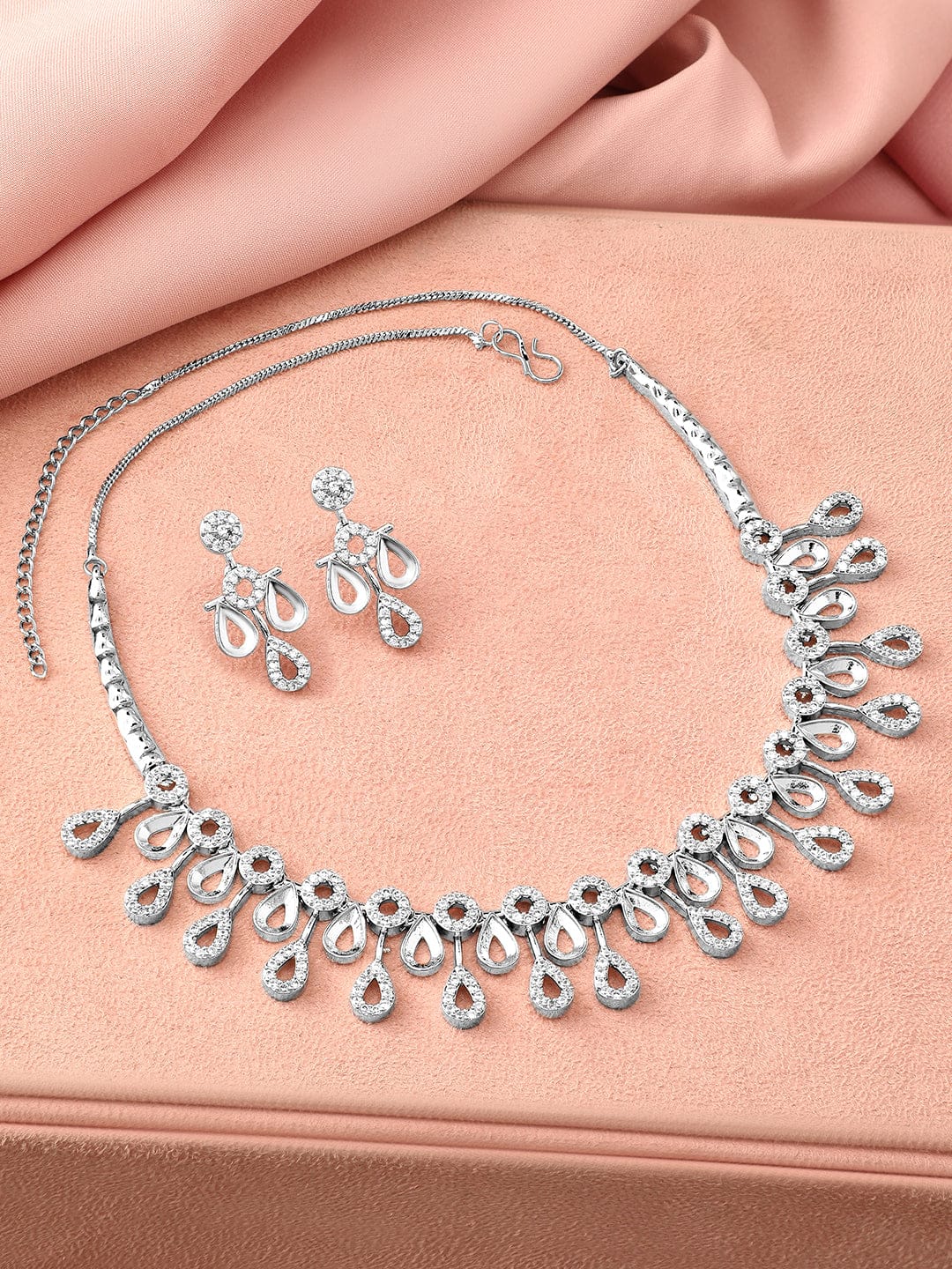 Teardrop American Diamond Zirconia Necklace Set フリーサイズ