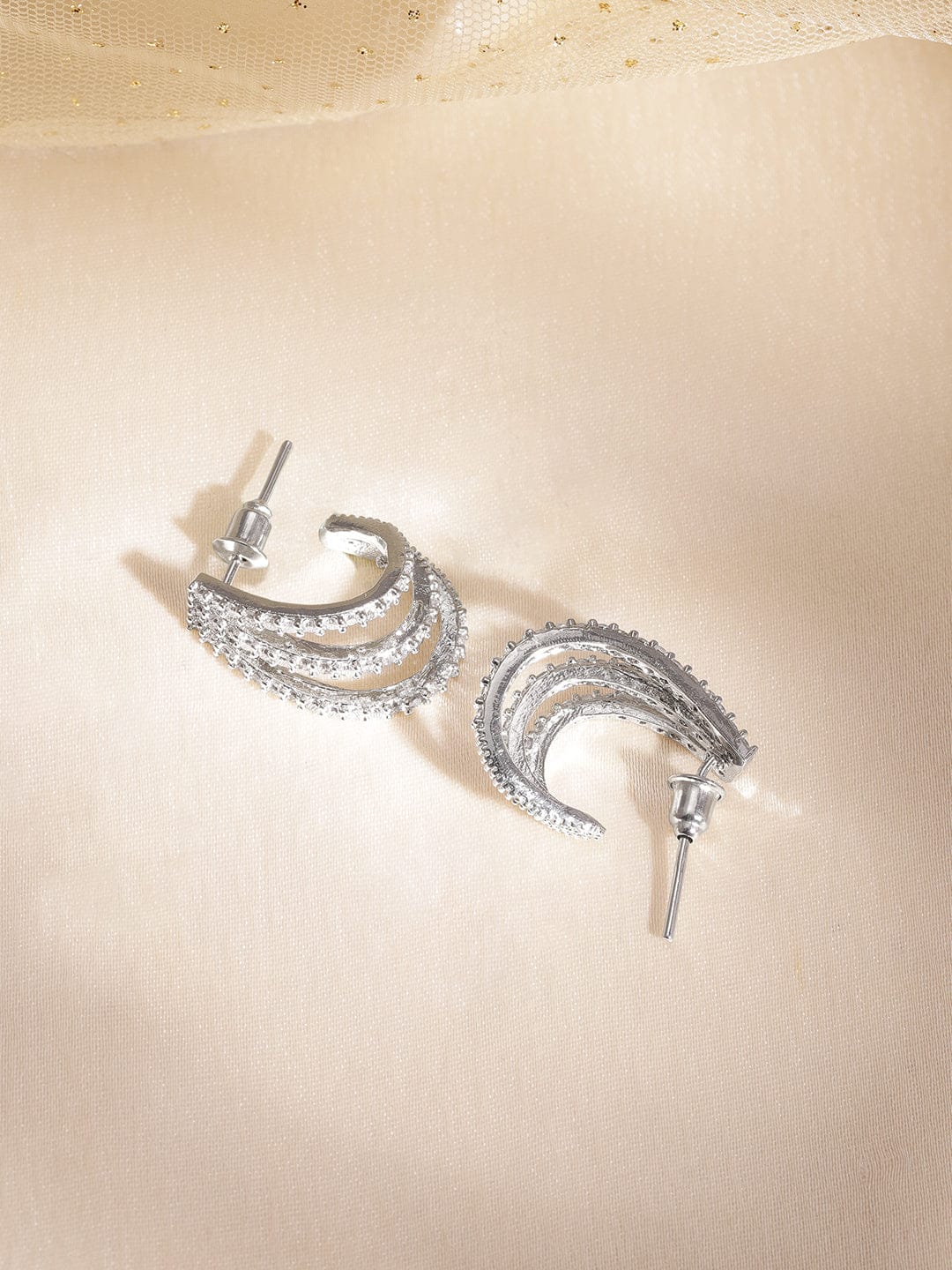 Captivating American Diamond Zirconia Hoops フリーサイズ