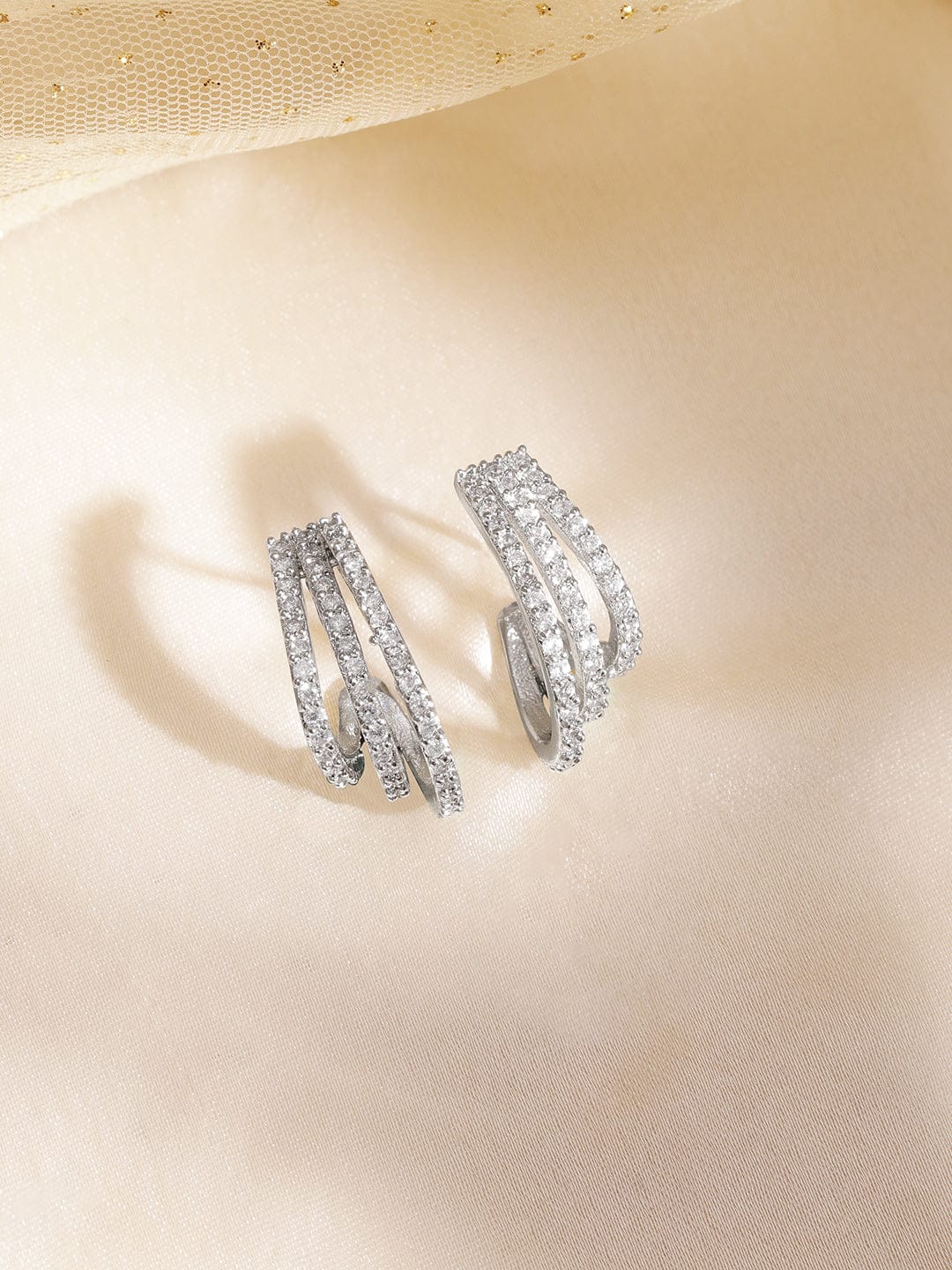 Captivating American Diamond Zirconia Hoops フリーサイズ