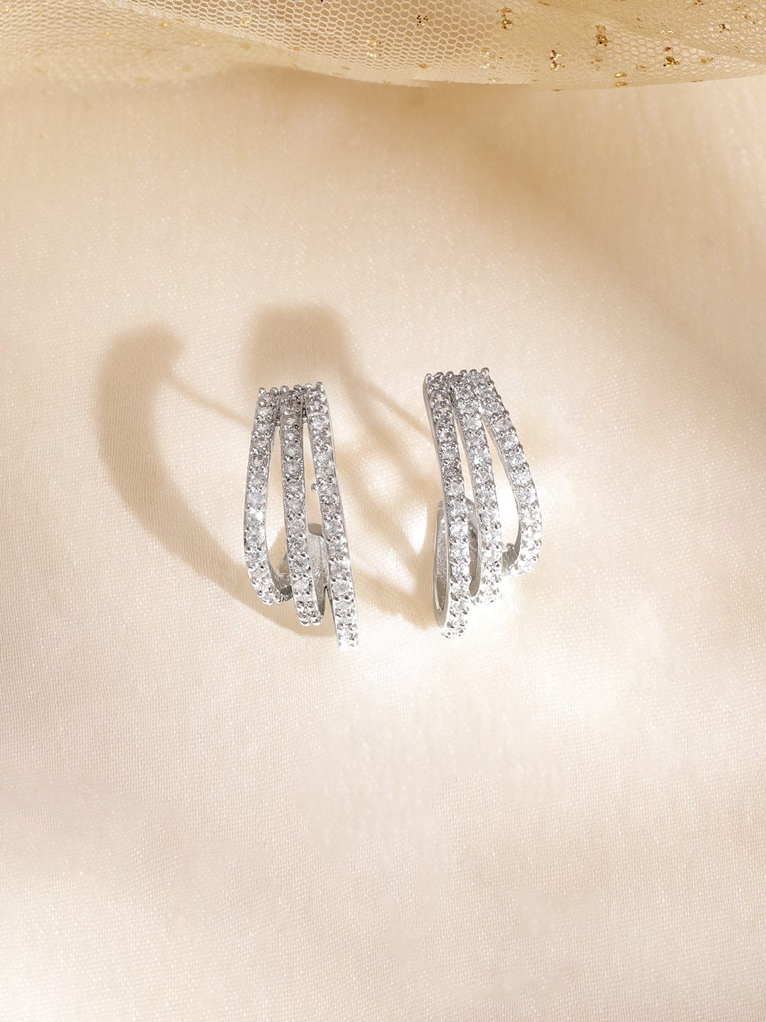 Captivating American Diamond Zirconia Hoops フリーサイズ