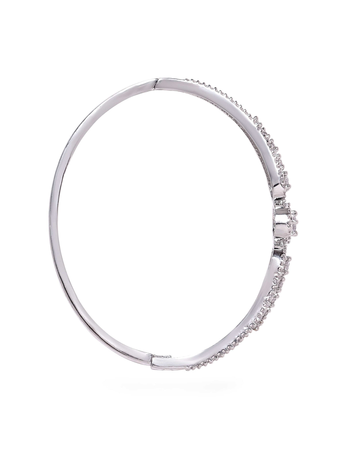 Rubans Rhodium Plated Zirconia Classy Sleek Bracelet Silver