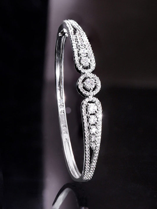 Rubans Rhodium Plated Zirconia Classy Sleek Bracelet Silver