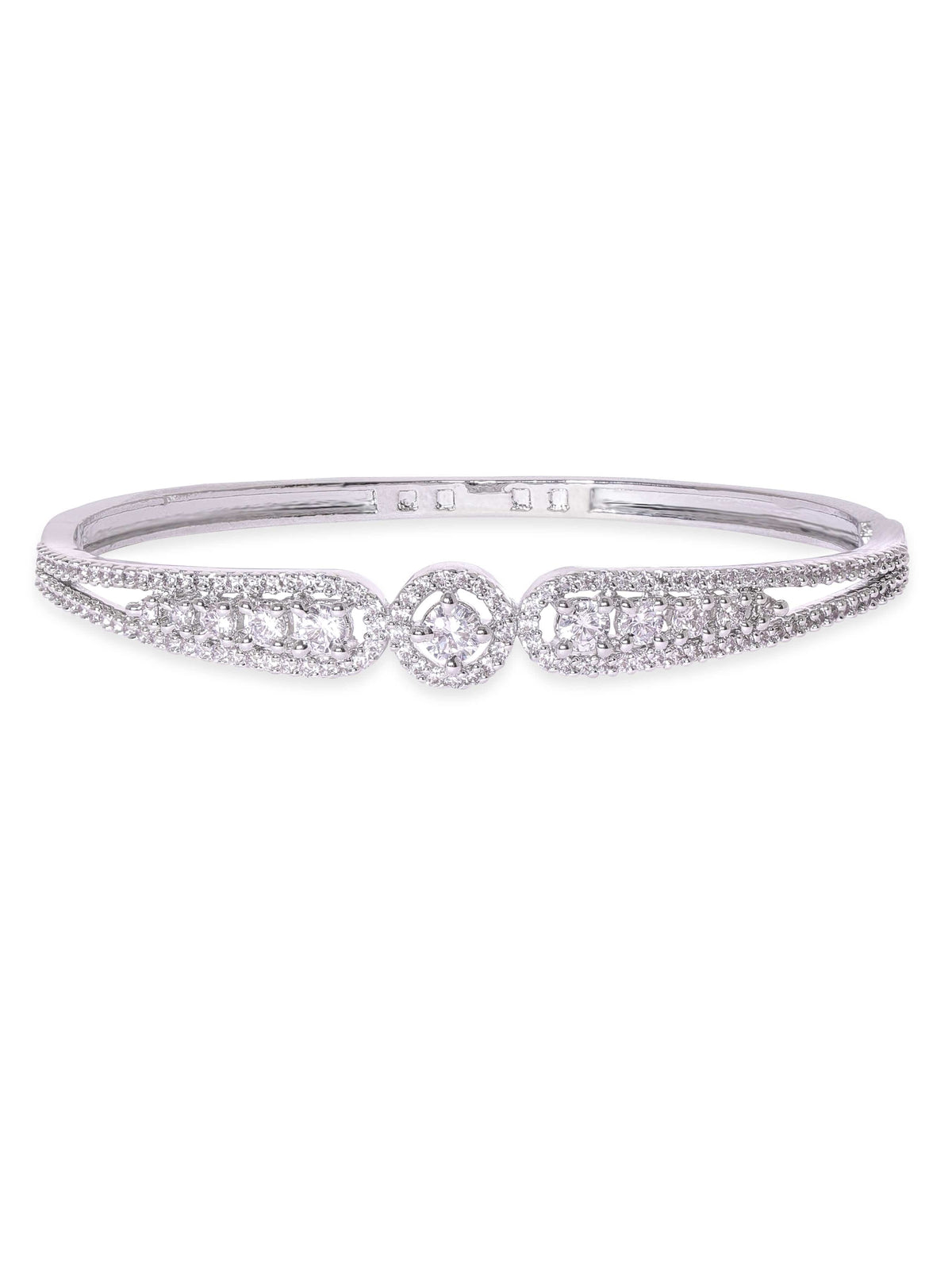 Rubans Rhodium Plated Zirconia Classy Sleek Bracelet Silver