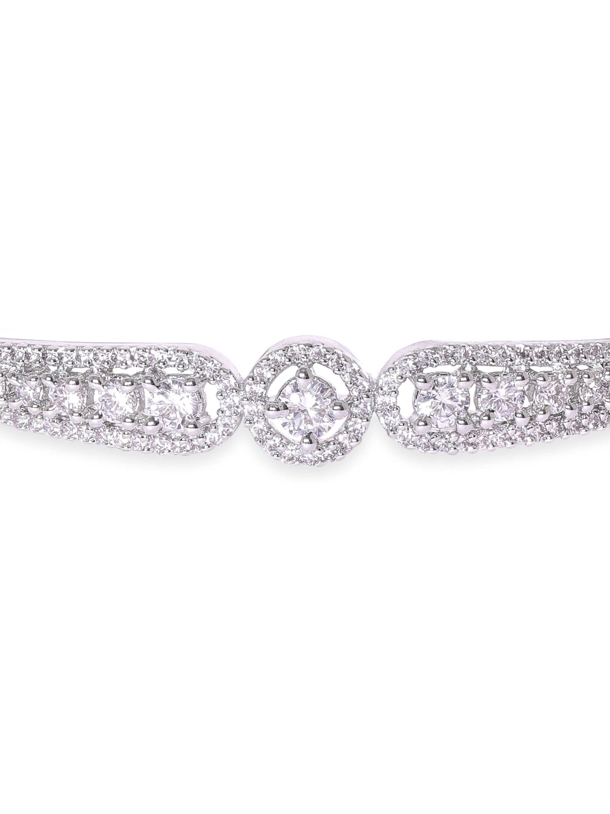 Rubans Rhodium Plated Zirconia Classy Sleek Bracelet Silver